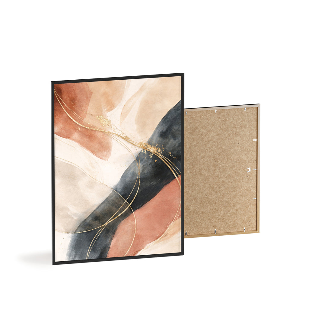 Abstract Gold Arc Framed Poster Modern Watercolor Wall Art