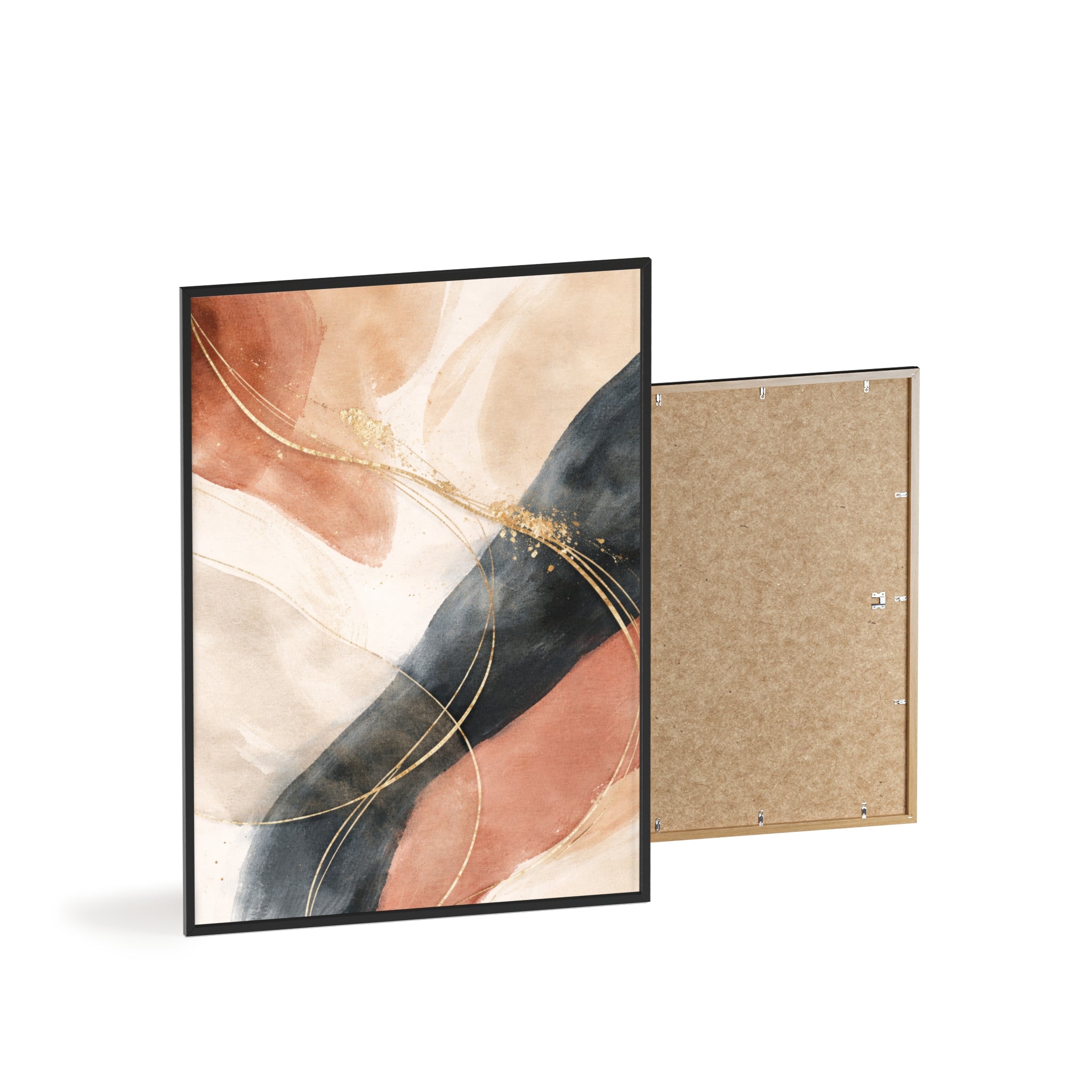 Abstract Gold Arc Framed Poster Modern Watercolor Wall Art