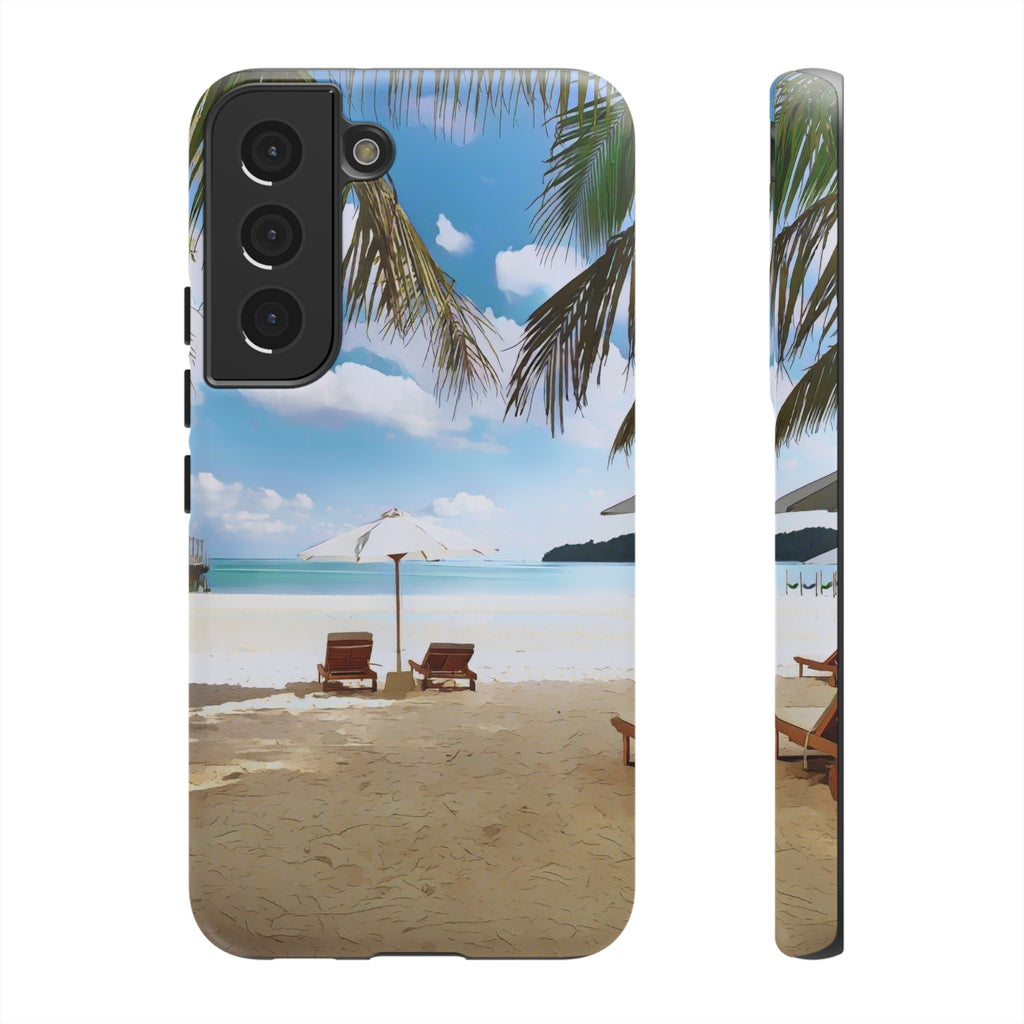 Beach Paradise Tropical Palm Beach Scene Tough Phone Case