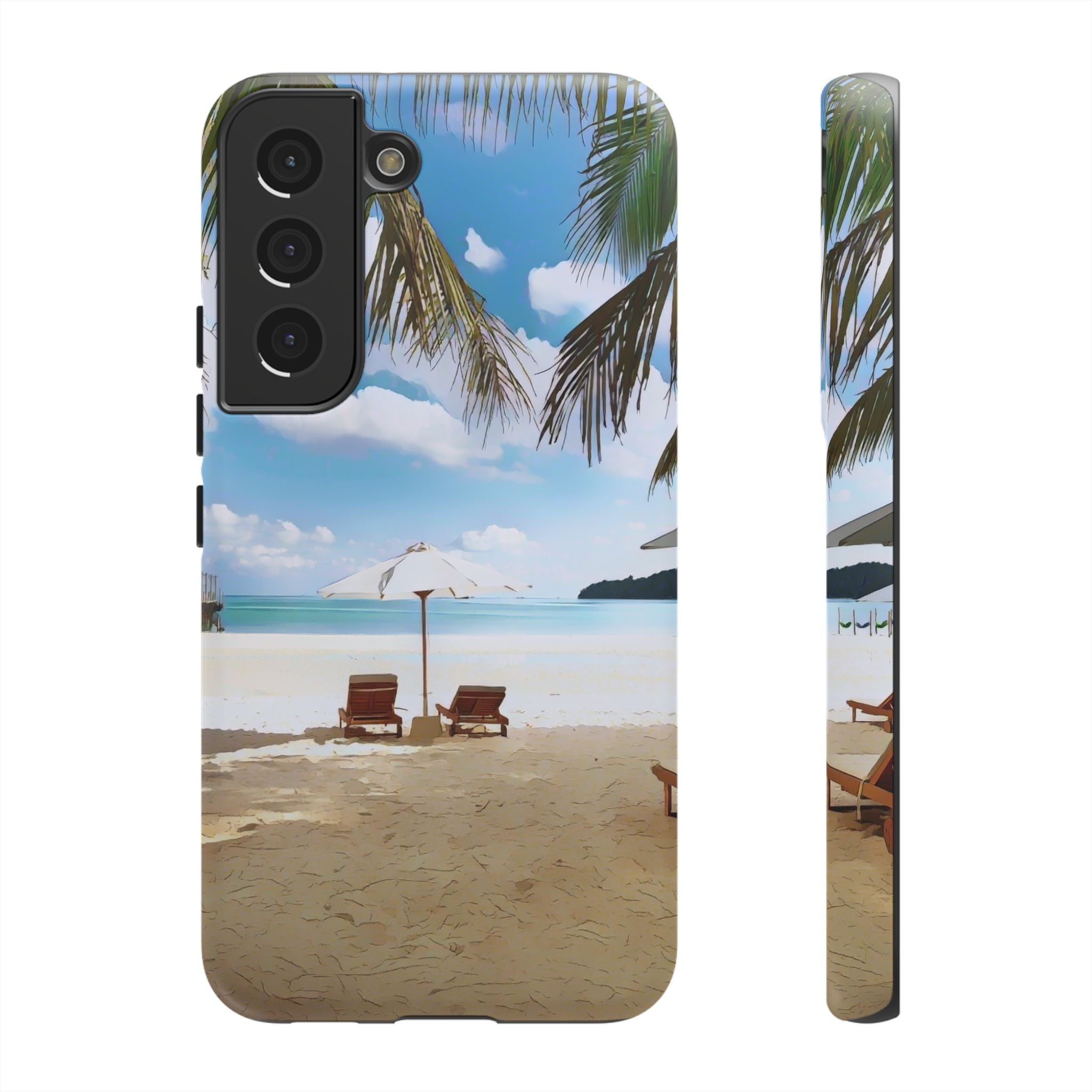 Beach Paradise Tropical Palm Beach Scene Tough Phone Case