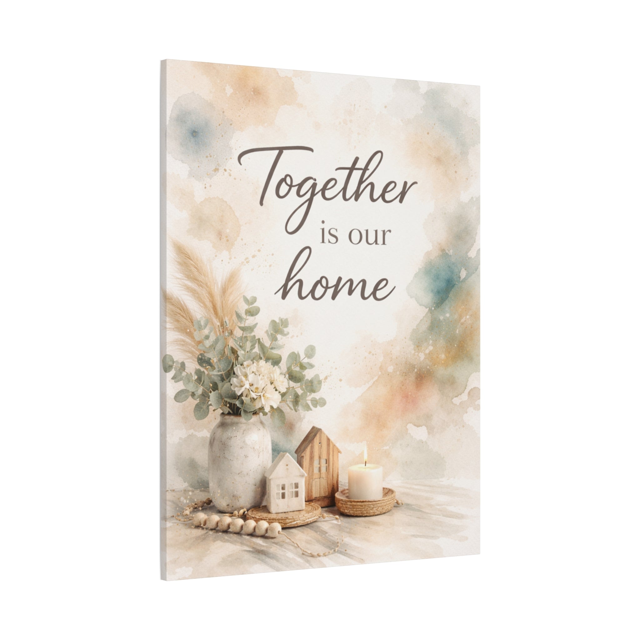 Together Is Our Home Floral Inspirational Decor Canvas Wall Art