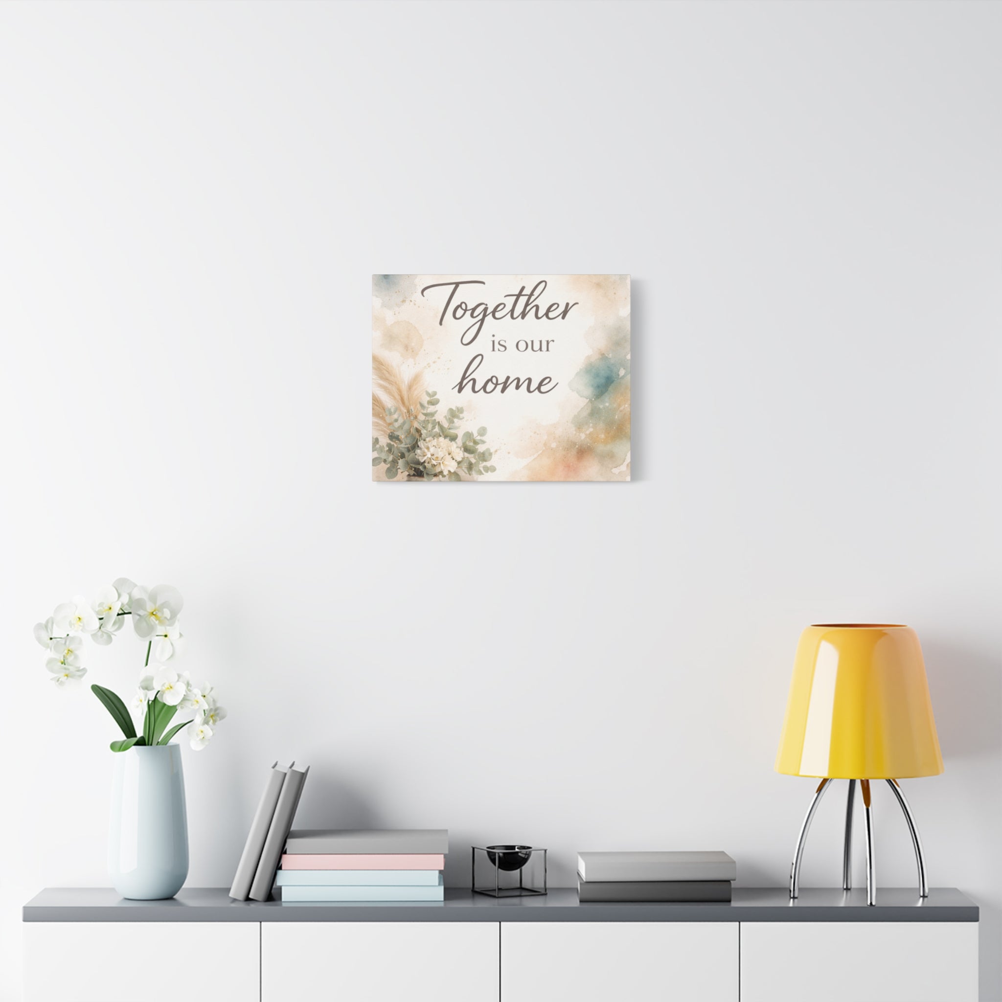 Together Is Our Home Floral Inspirational Decor Canvas Wall Art