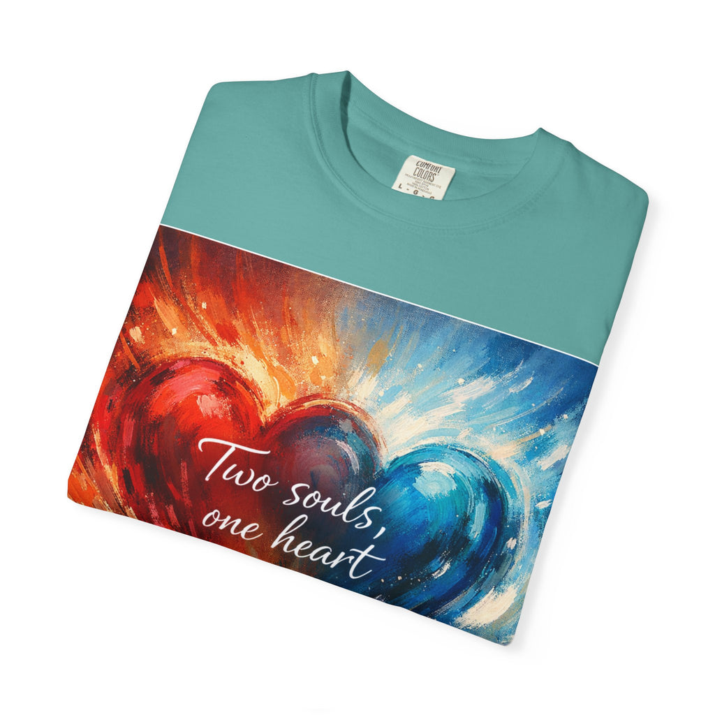 Two Souls One Heart Fiery and Ocean Heart Art T-Shirt
