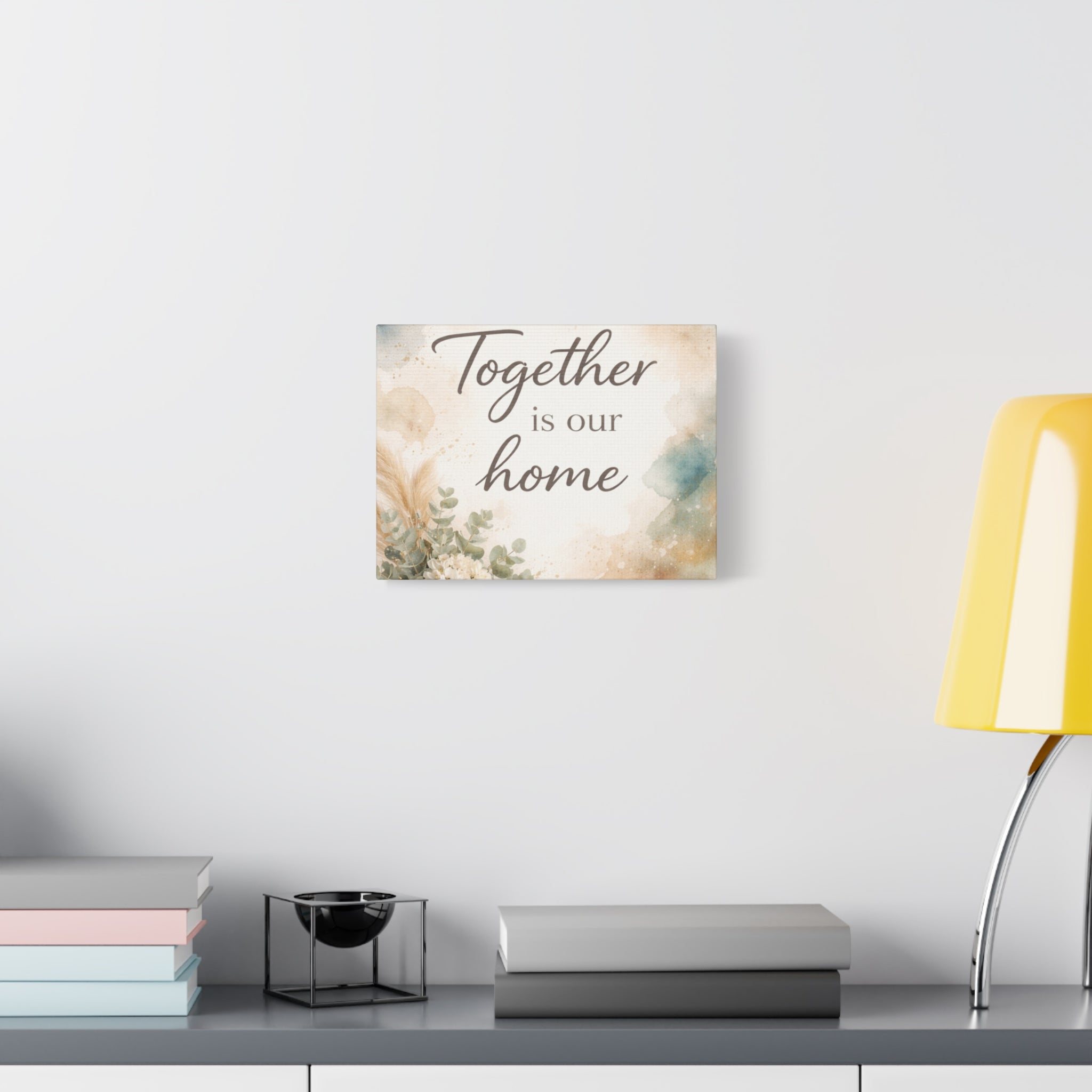 Together Is Our Home Floral Inspirational Decor Canvas Wall Art
