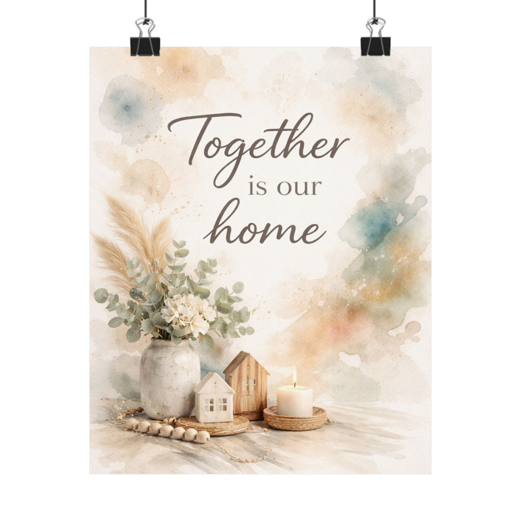Together Is Our Home Watercolor Matte Poster — Farmhouse Wall Art