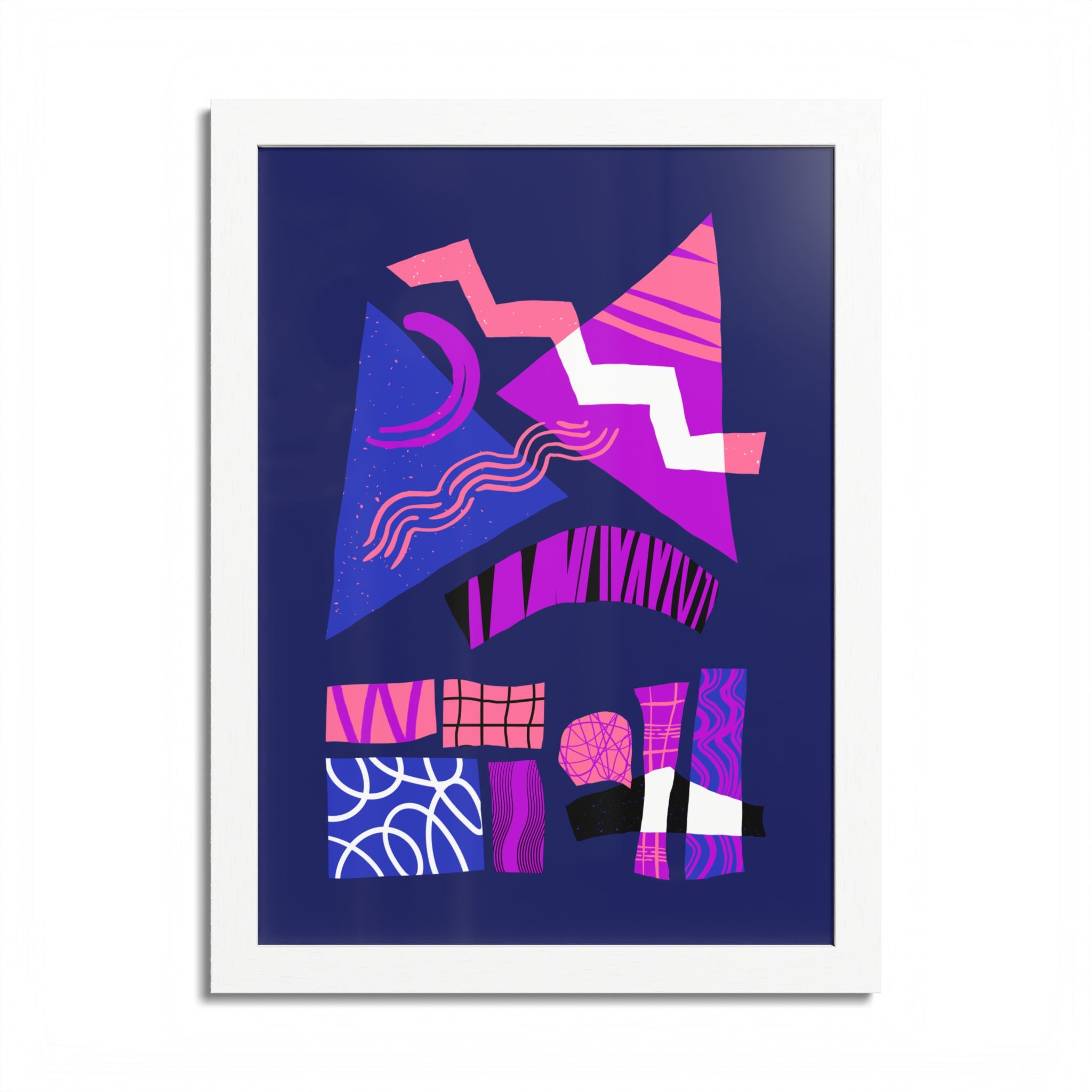 Abstract Geometric Framed Poster — Pink & Purple Modern Wall Art