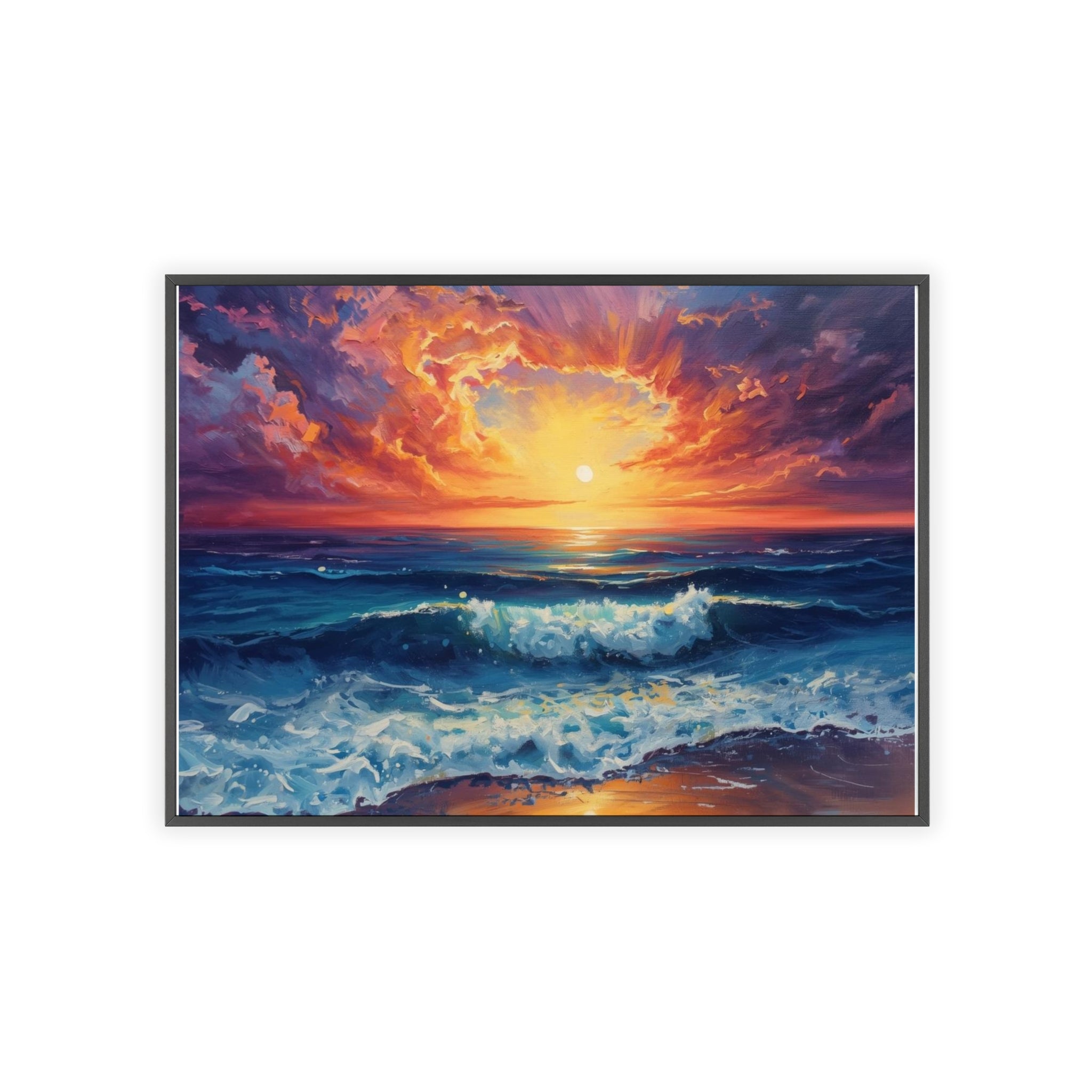 Sunset Ocean Vibrant Seascape Framed Poster