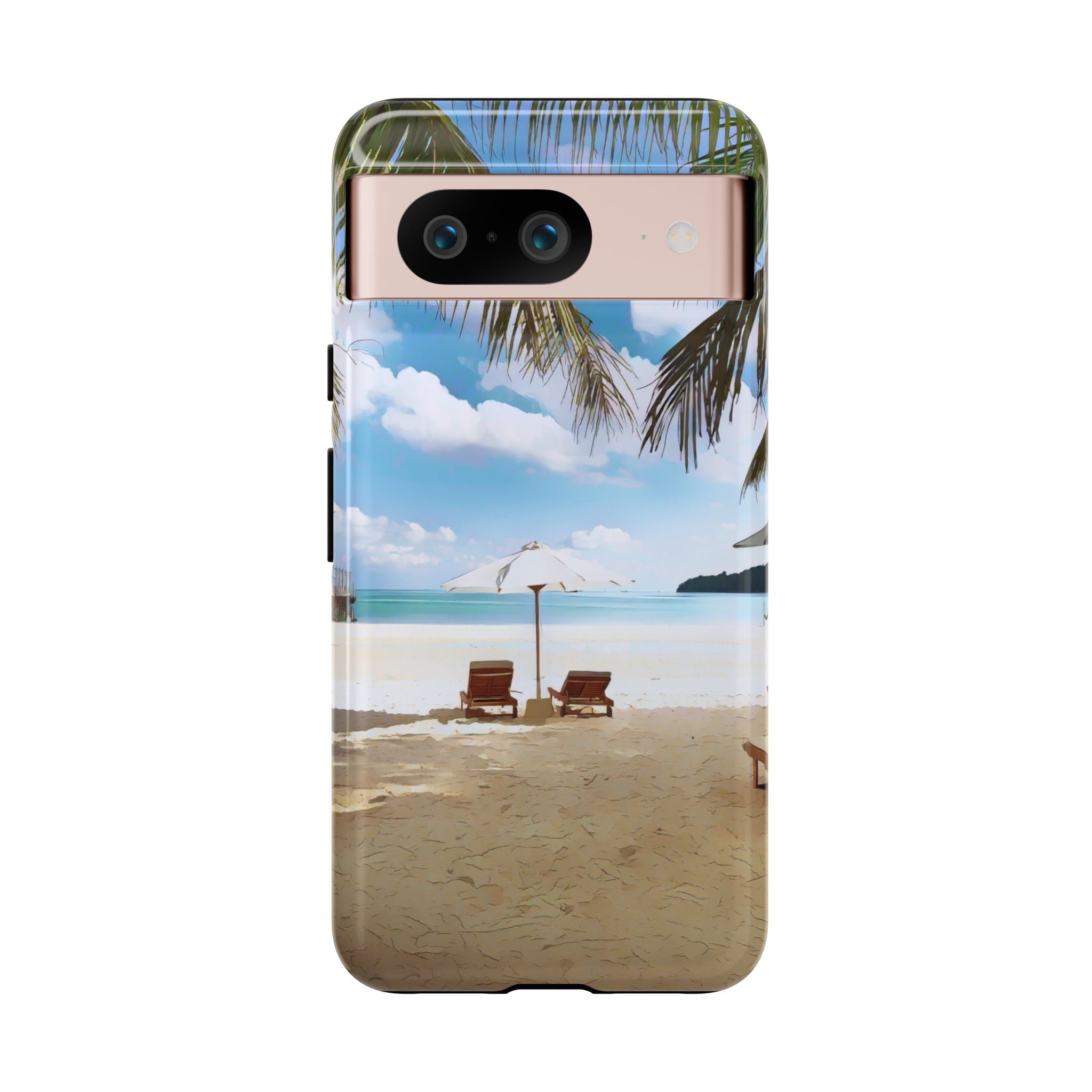 Beach Paradise Tropical Palm Beach Scene Tough Phone Case