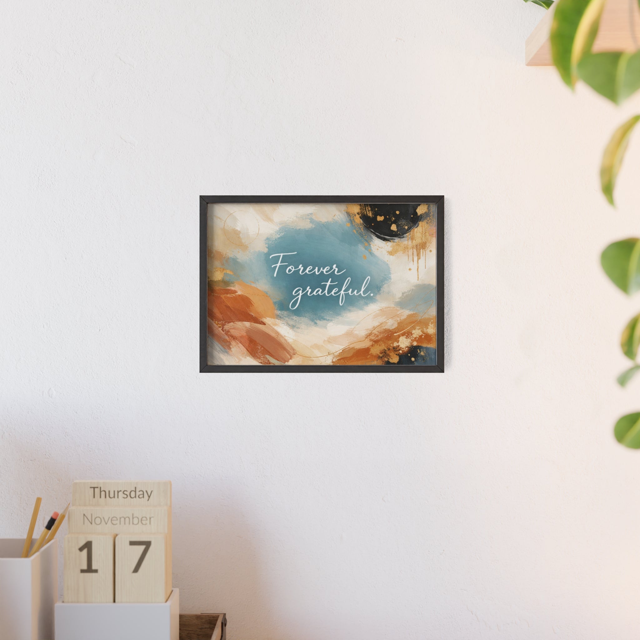 Forever Grateful Framed Poster Abstract Watercolor Wall Art