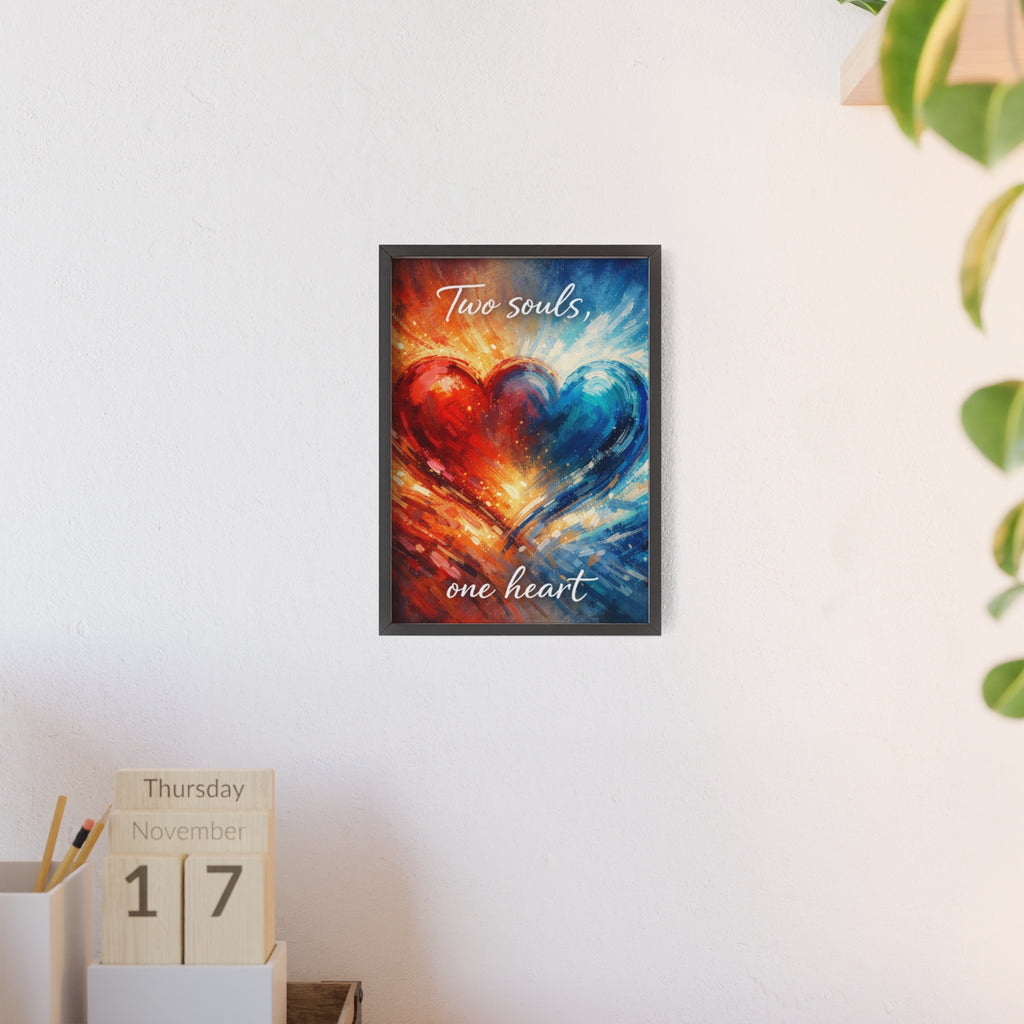 Two Souls One Heart Framed Poster — Romantic Heart Wall Art