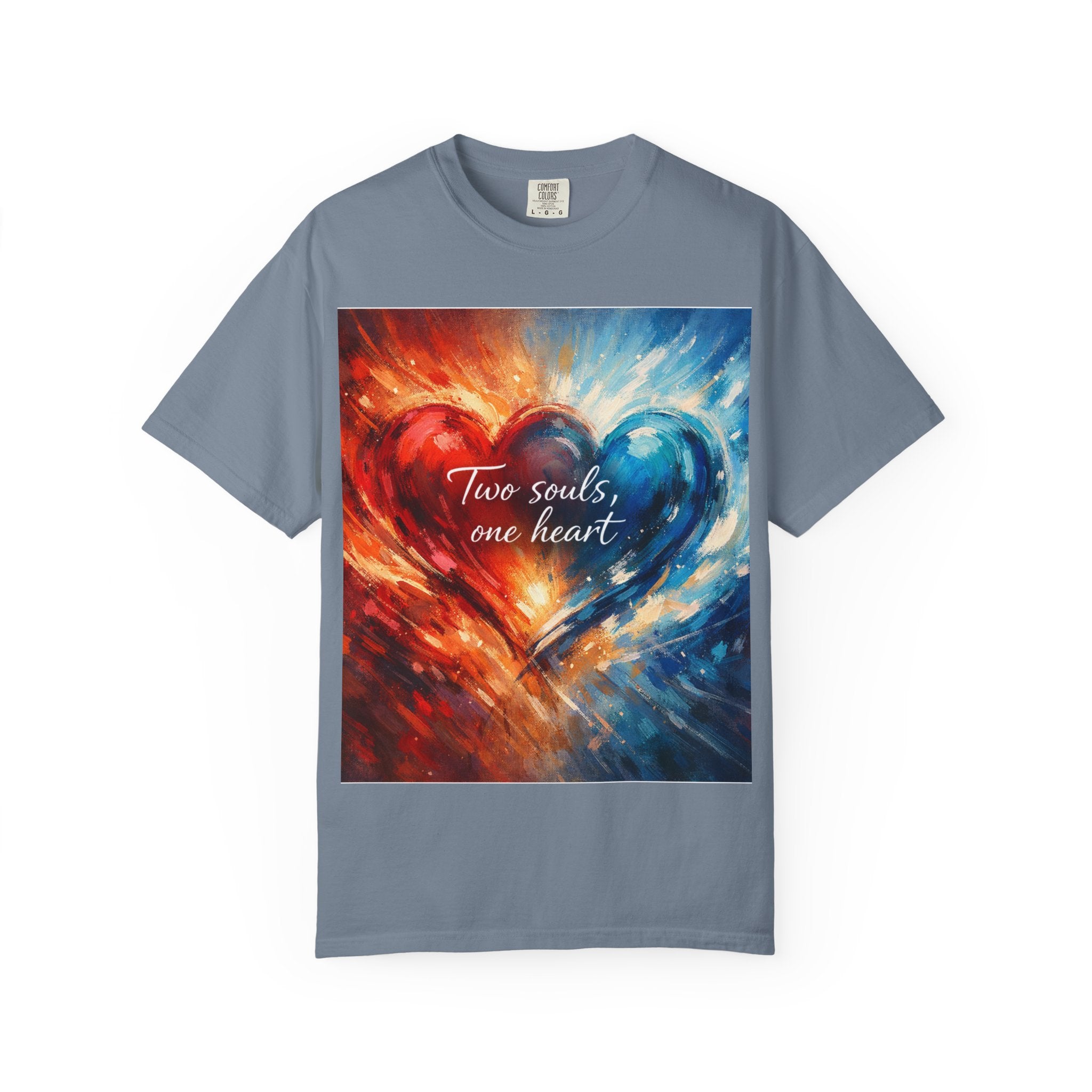 Two Souls One Heart Fiery and Ocean Heart Art T-Shirt