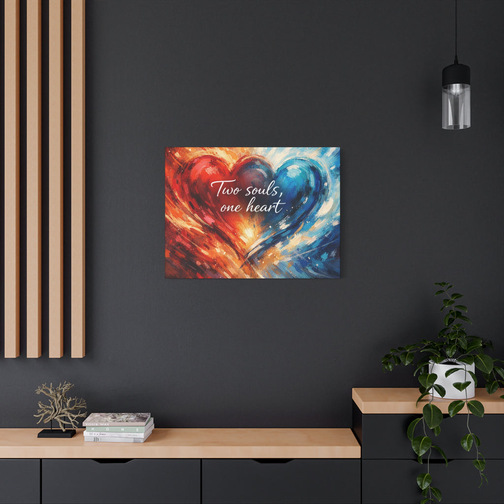 Two Souls One Heart Intertwined Heart Matte Canvas