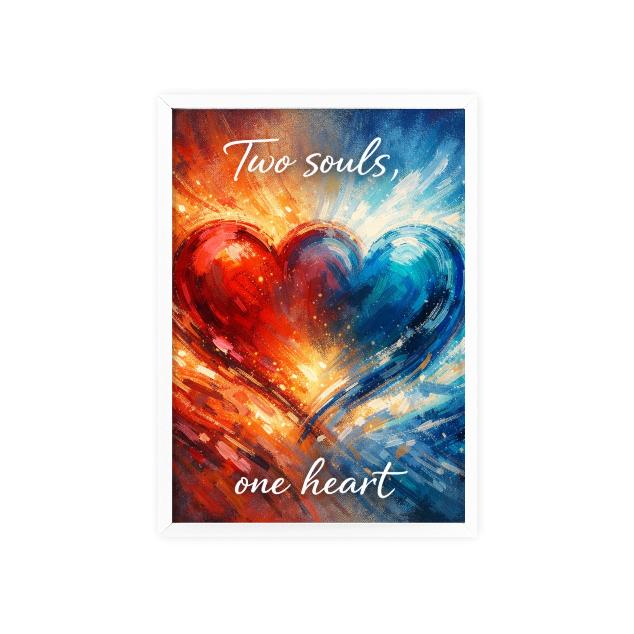 Two Souls One Heart Framed Poster — Romantic Heart Wall Art
