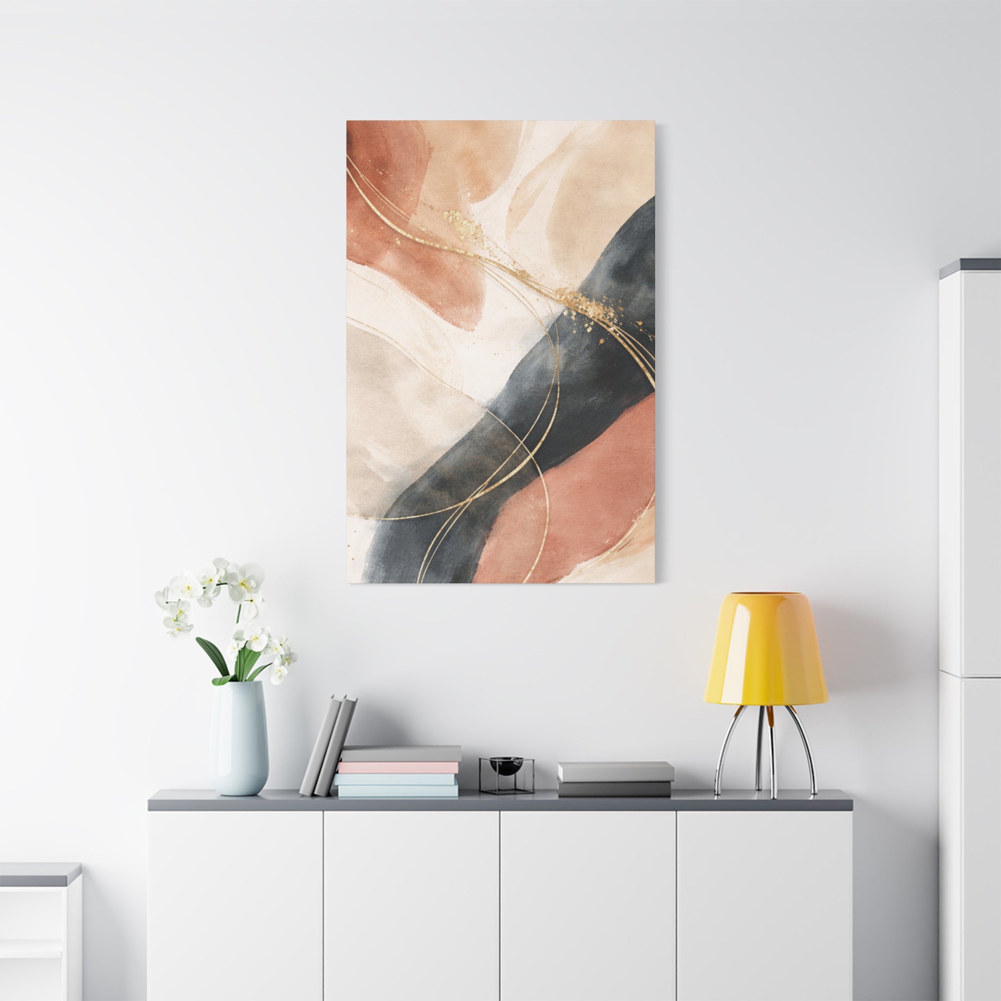 Abstract Blush & Gold Matte Canvas Print