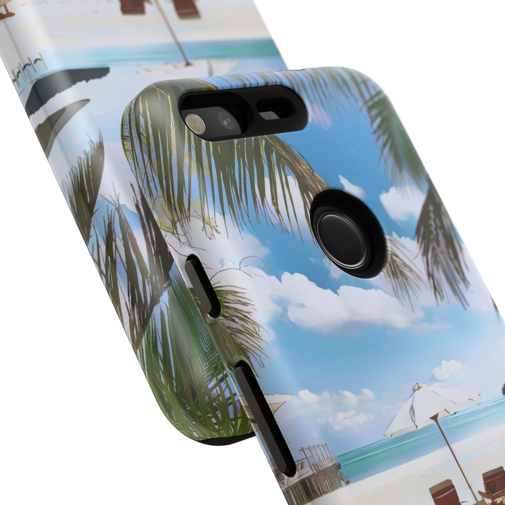 Beach Paradise Tropical Palm Beach Scene Tough Phone Case