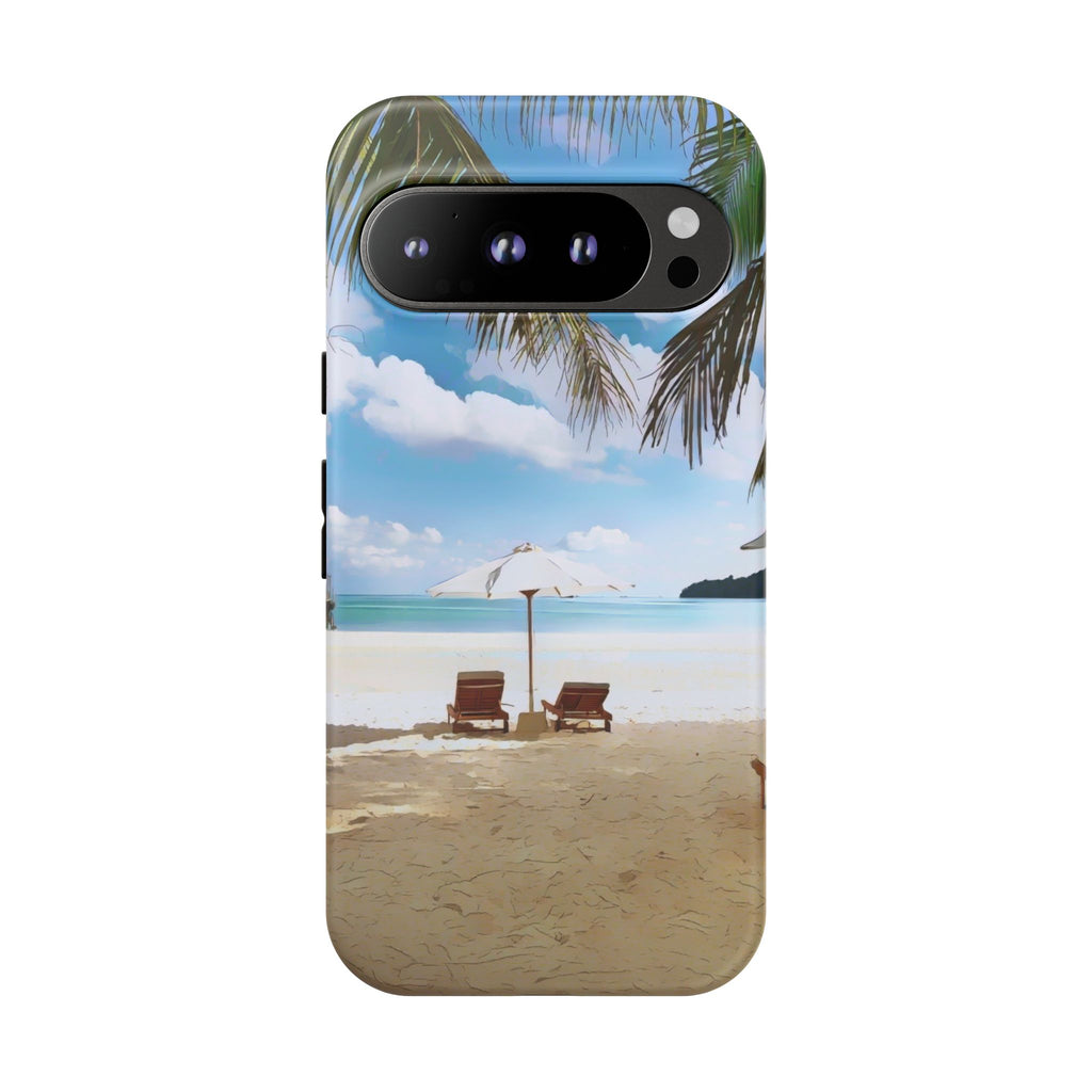 Beach Paradise Tropical Palm Beach Scene Tough Phone Case