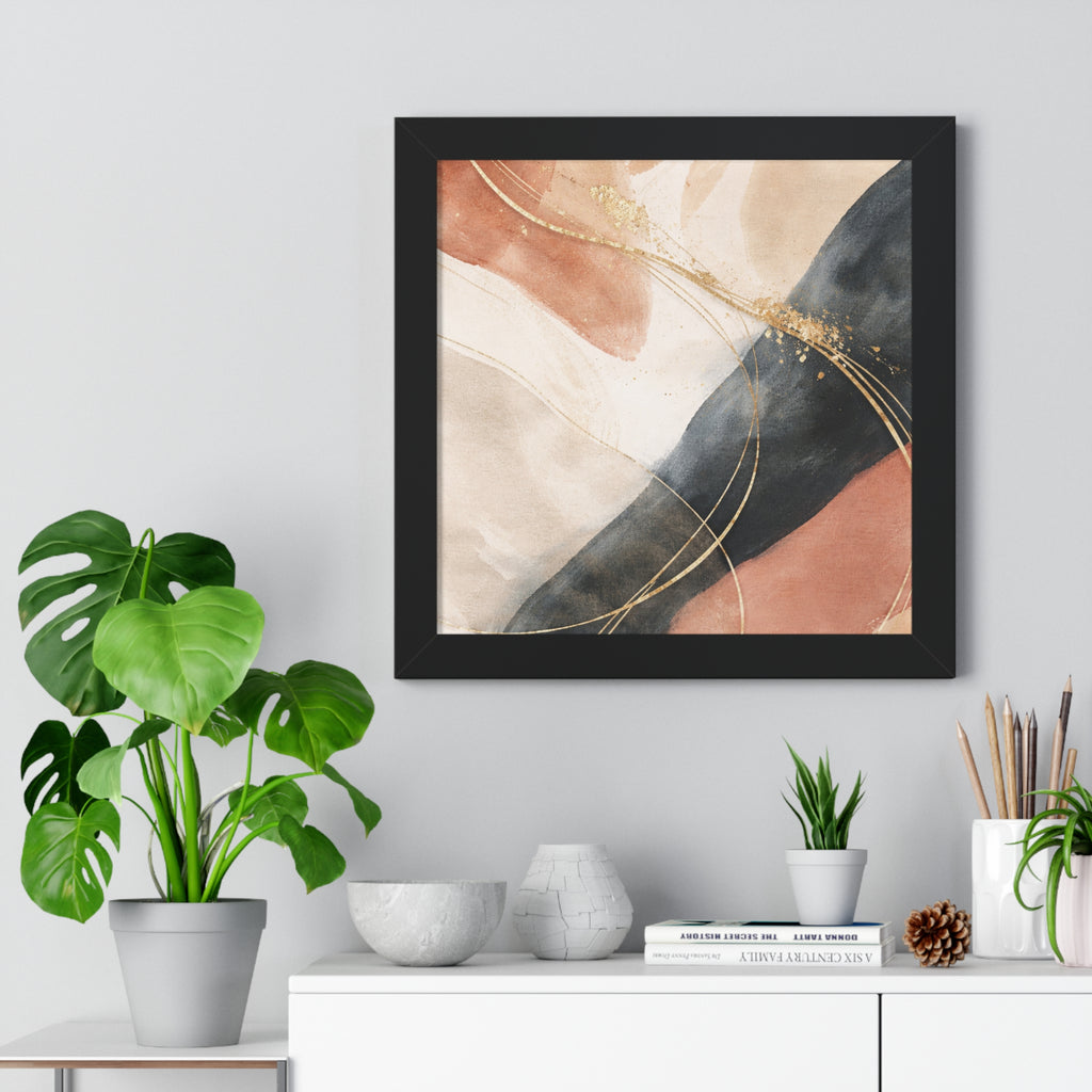 Modern Abstract Earth Tone Wall Art Poster with Gold Accents