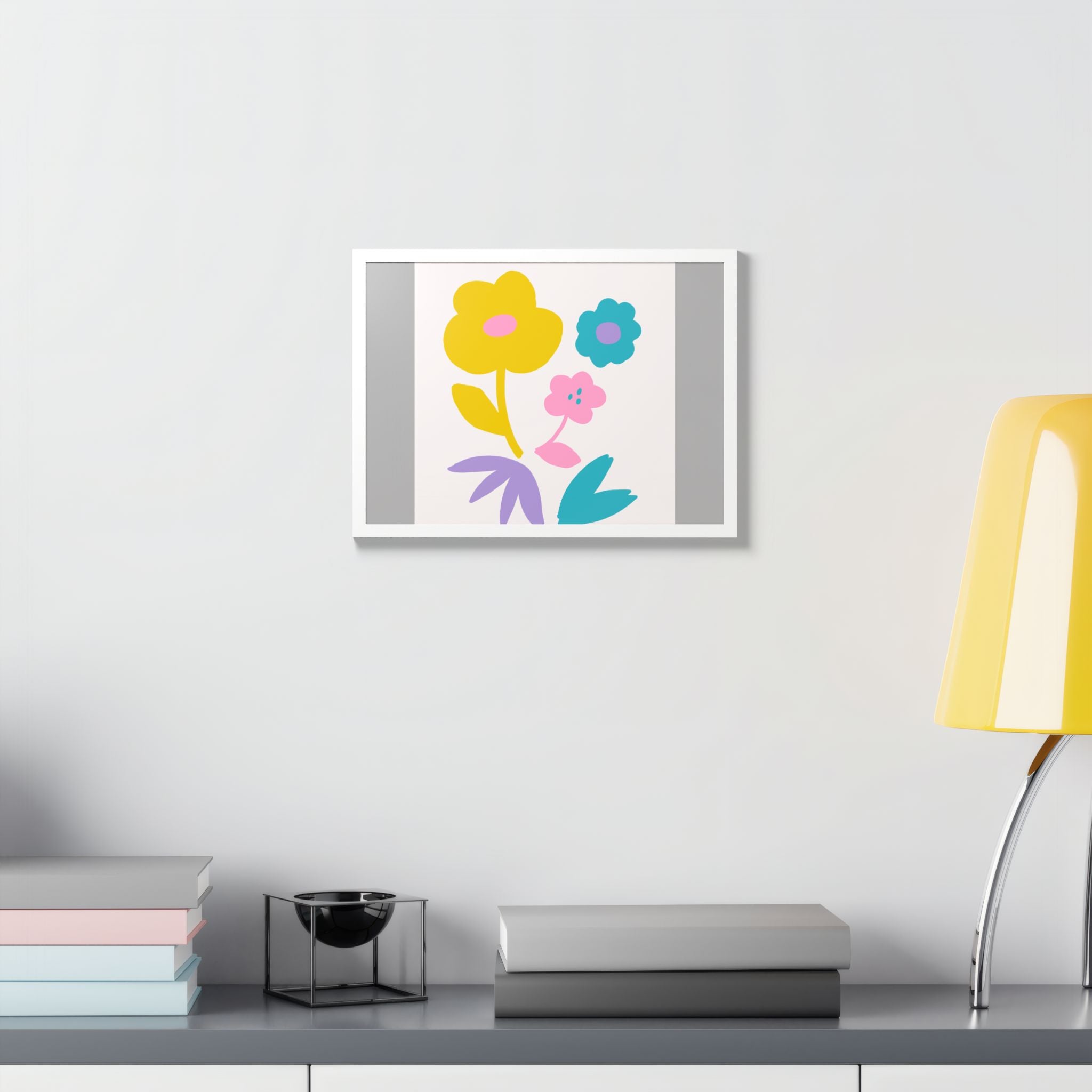 Multi-Color Floral Framed Poster
