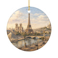 Paris Skyline Ceramic Ornament — Eiffel Tower & Notre-Dame Holiday Decoration