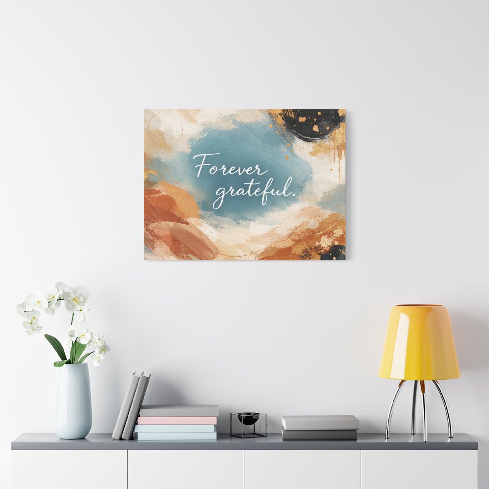 Forever Grateful Canvas Wall Art Inspirational Abstract Home Decor