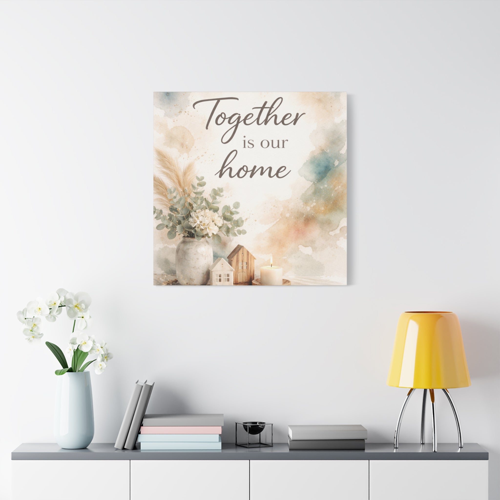 Together Is Our Home Floral Inspirational Decor Canvas Wall Art