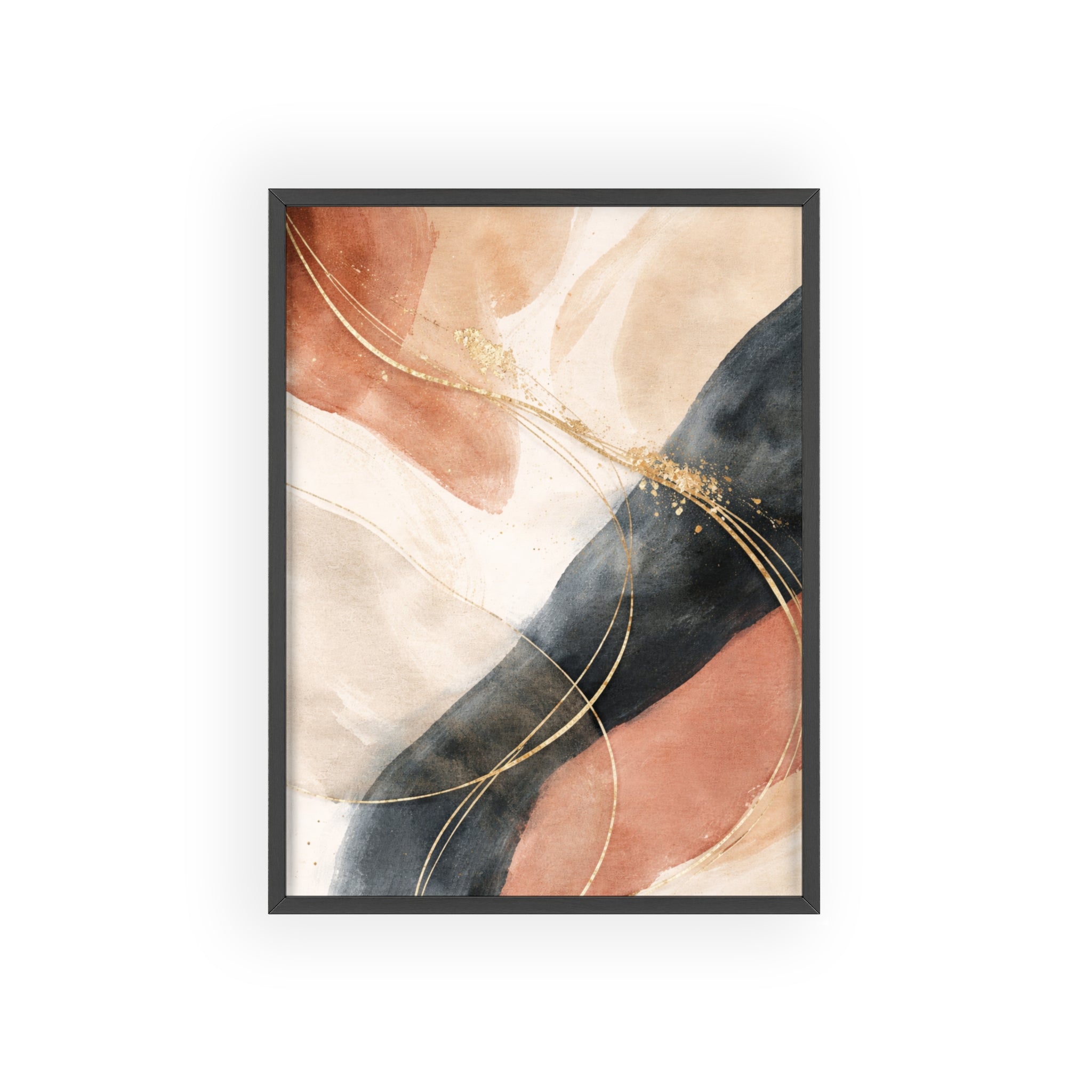 Abstract Gold Arc Framed Poster Modern Watercolor Wall Art
