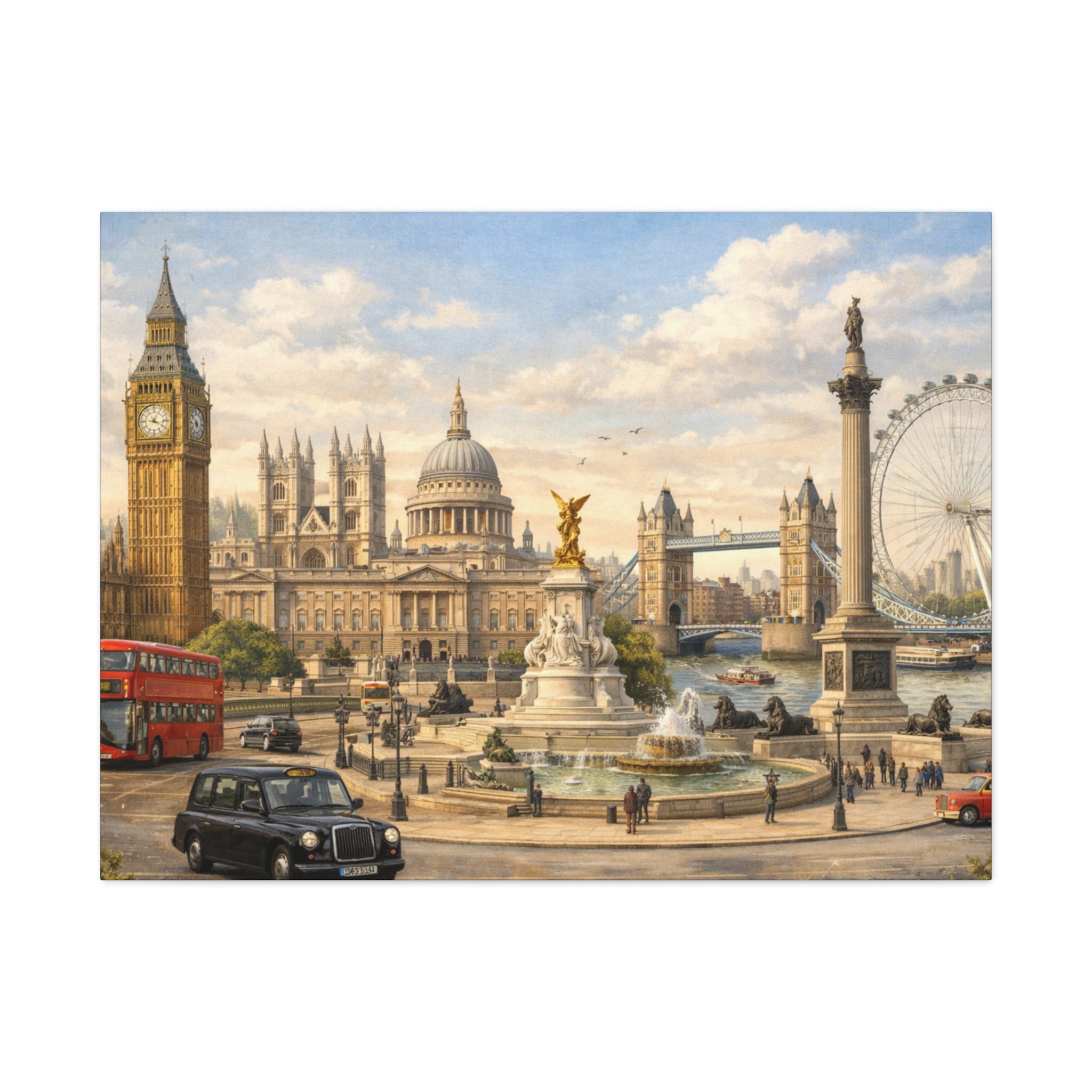 London Cityscape Matte Canvas Print Wall Art