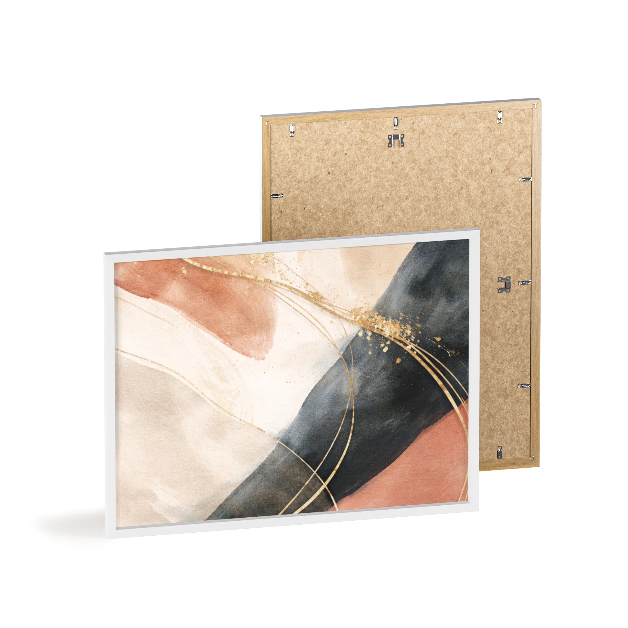 Abstract Gold Arc Framed Poster Modern Watercolor Wall Art