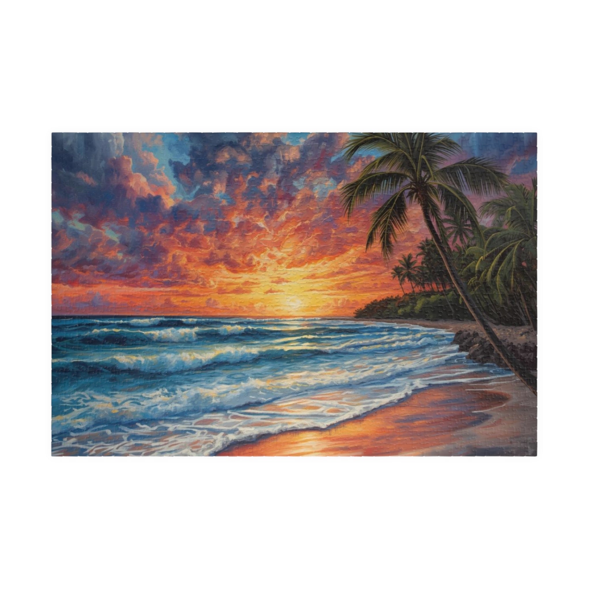 Tropical Sunset Beach Scenic Ocean Jigsaw Puzzle (110/252/520/1014 pcs)