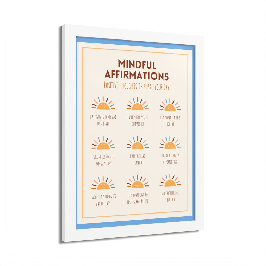 Mindful Affirmations: Positive Thoughts to Start Your Day Framed Poster