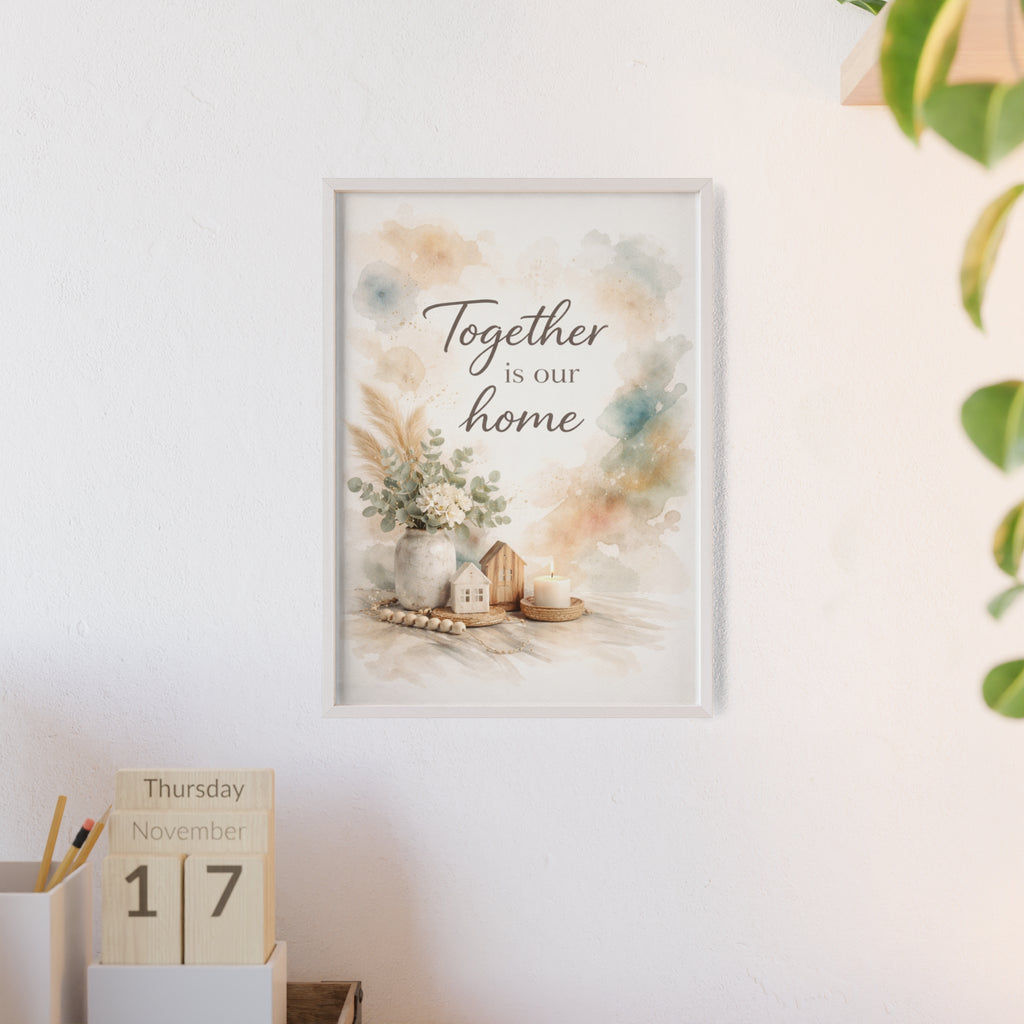 Together Is Our Home Framed Poster Cozy Watercolor Floral Wall Art