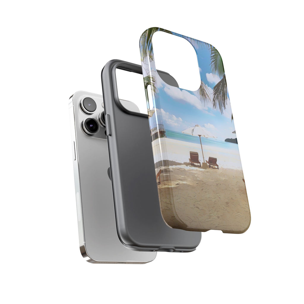 Beach Paradise Tropical Palm Beach Scene Tough Phone Case