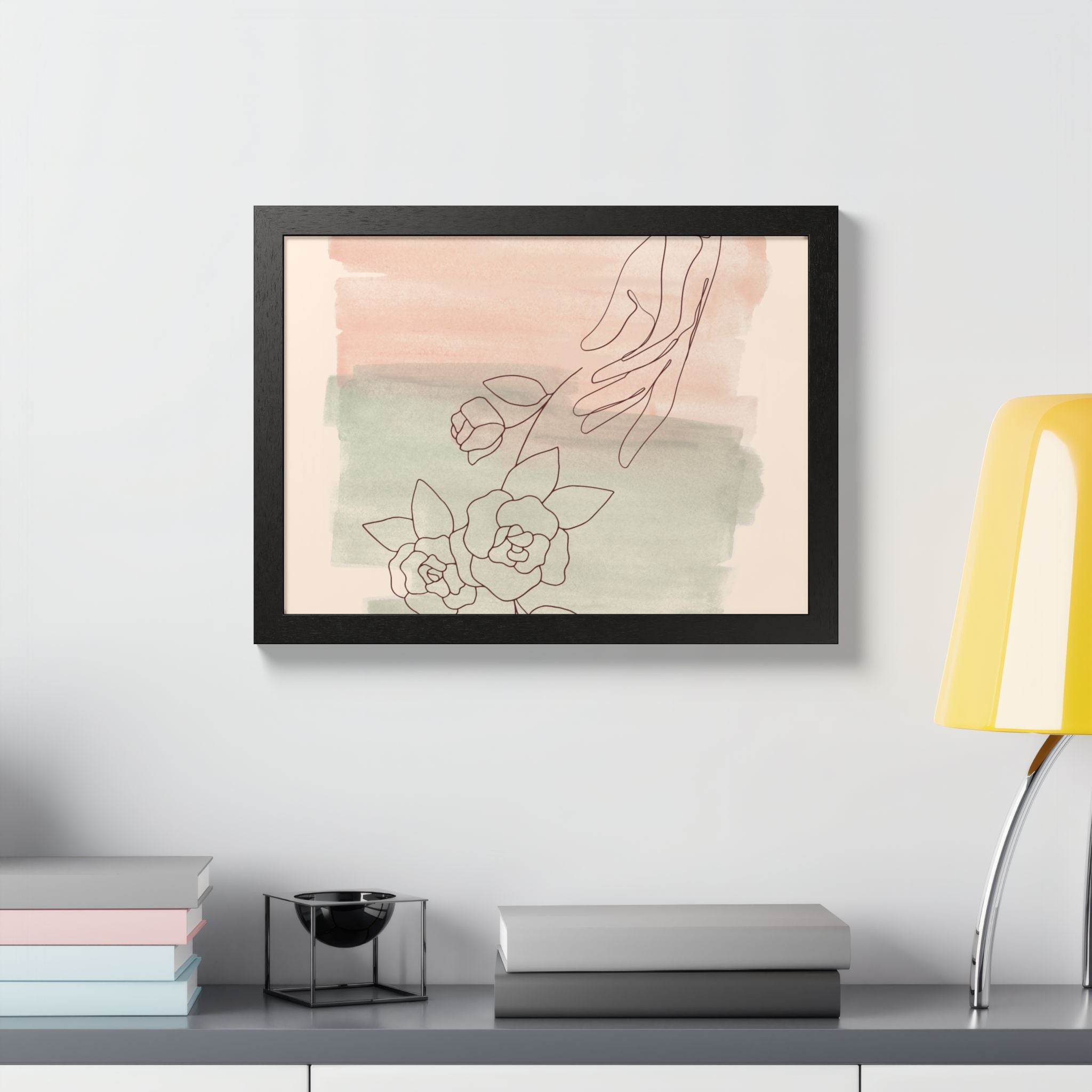 Hand Reaching for Flowers Framed Poster
