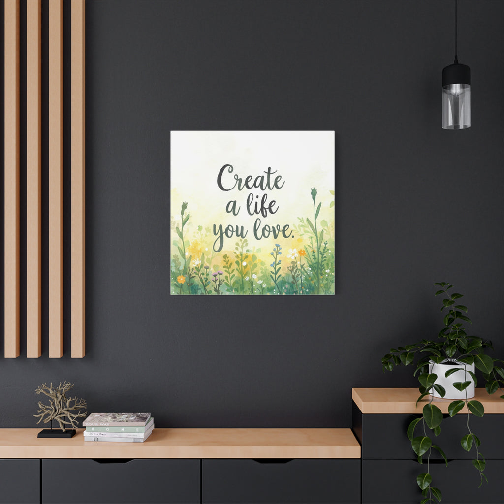 Create a Life You Love Inspirational Floral Matte Canvas Wall Art
