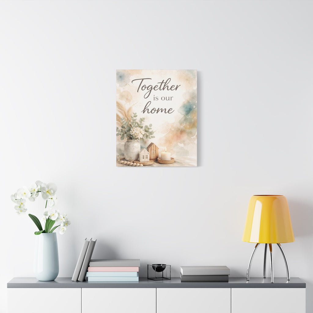 Together Is Our Home Floral Inspirational Decor Canvas Wall Art