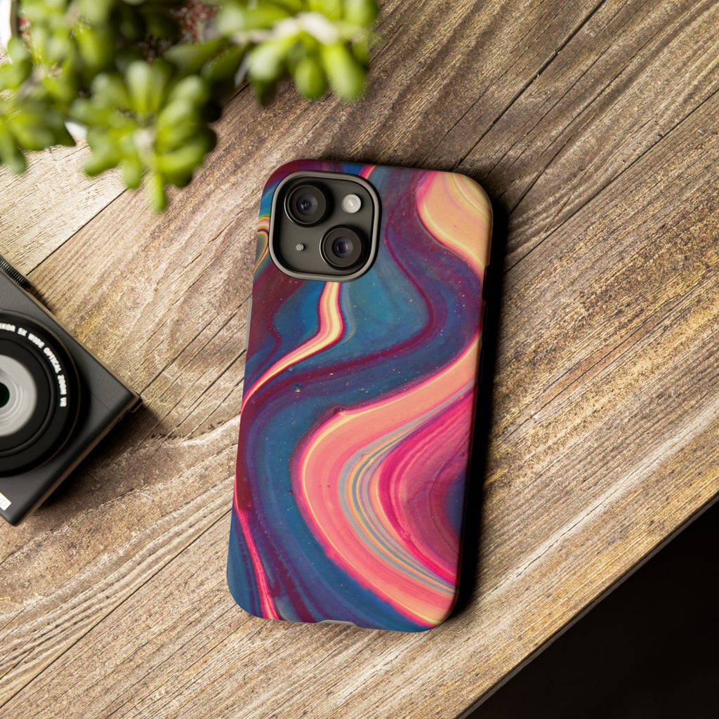 Colorful Wavy Marble Swirl Protective Phone Case