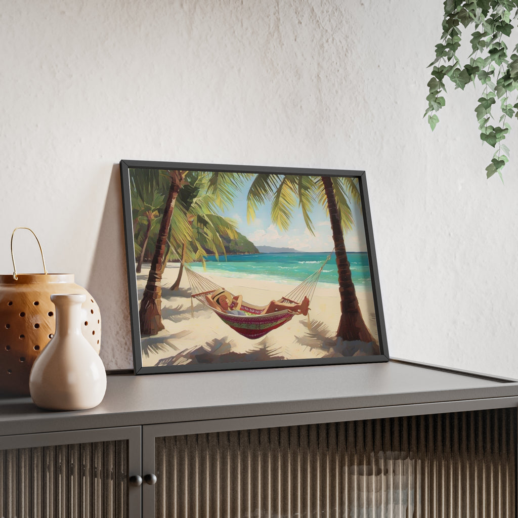 Tropical Beach Hammock Framed Poster