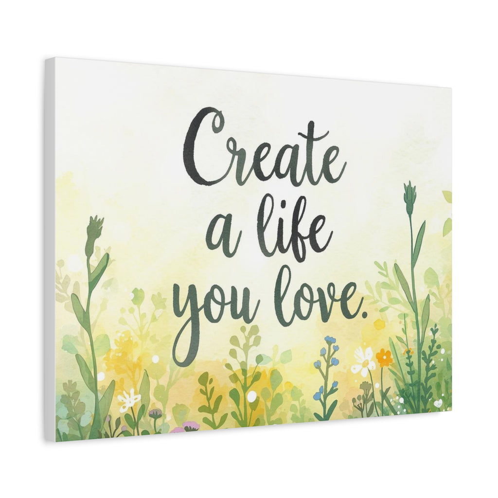 Create a Life You Love Inspirational Floral Matte Canvas Wall Art