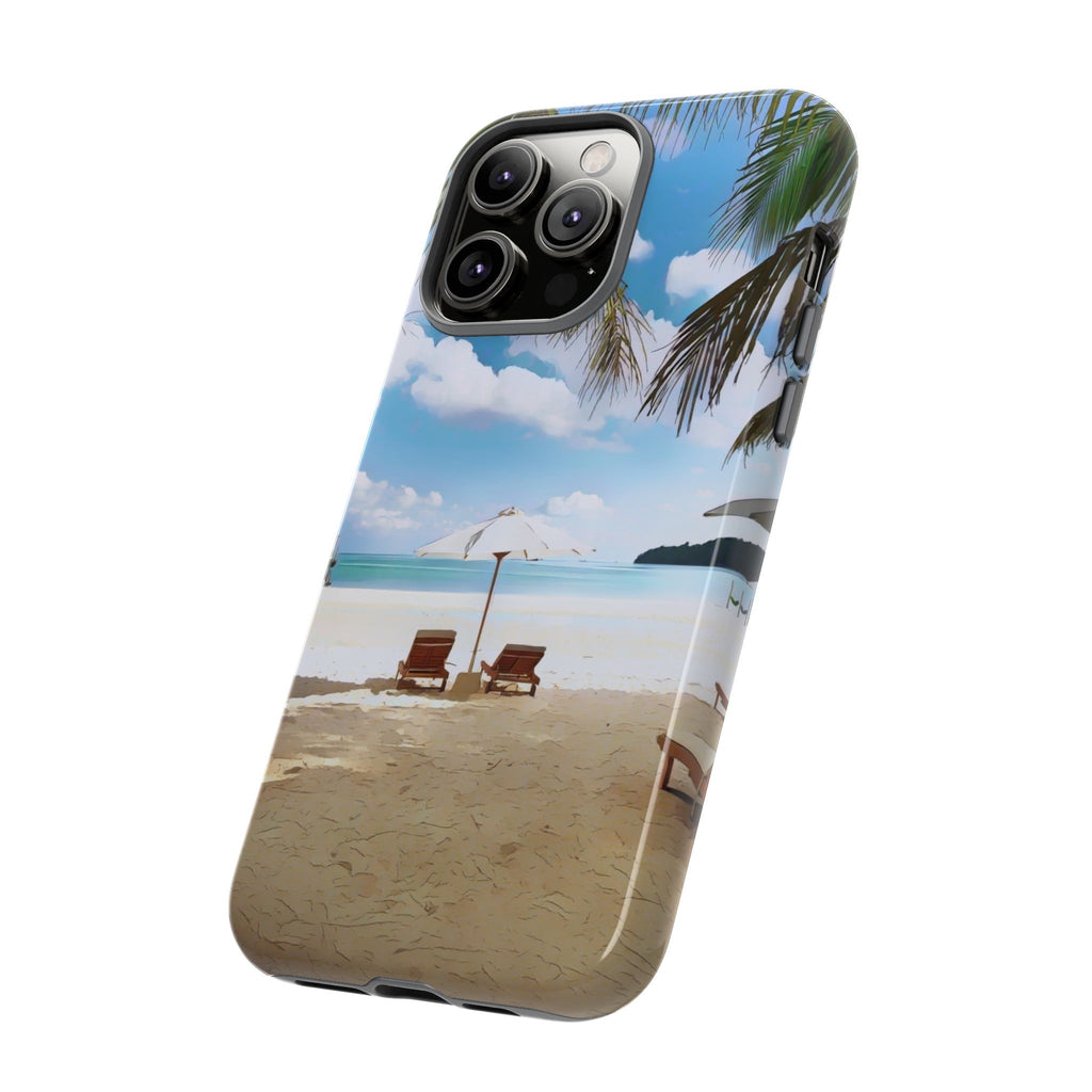 Beach Paradise Tropical Palm Beach Scene Tough Phone Case