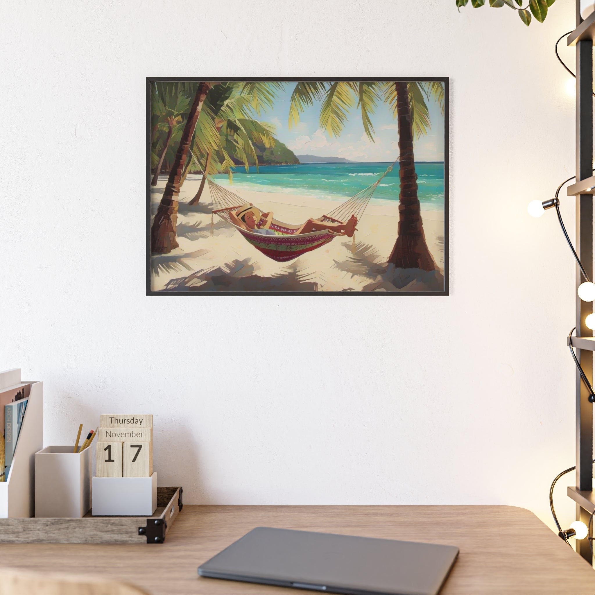 Tropical Beach Hammock Framed Poster