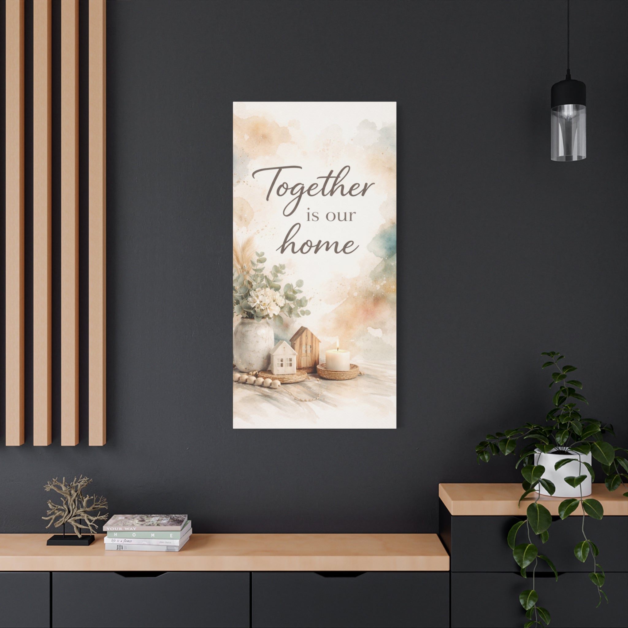 Together Is Our Home Floral Inspirational Decor Canvas Wall Art