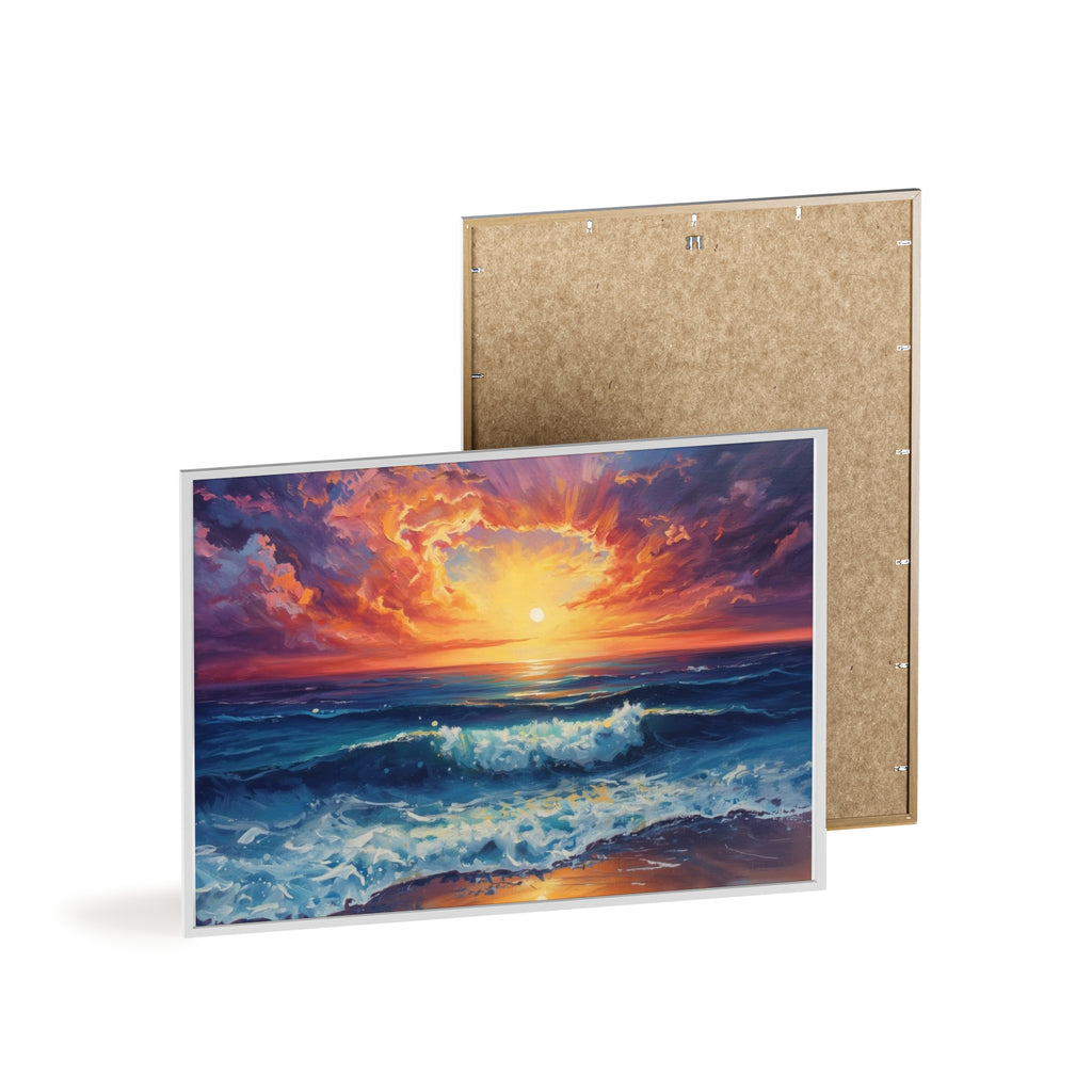 Sunset Ocean Vibrant Seascape Framed Poster