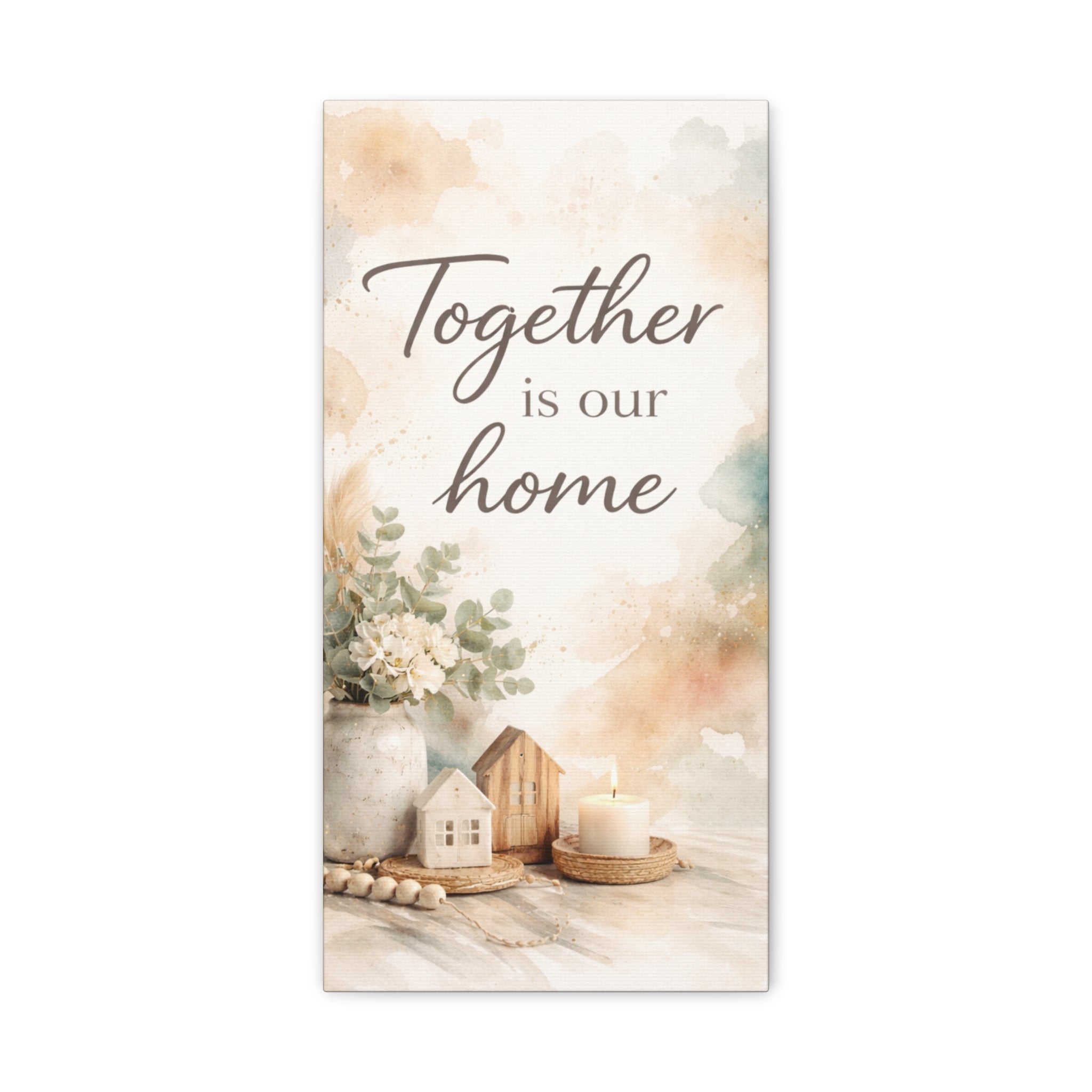 Together Is Our Home Floral Inspirational Decor Canvas Wall Art