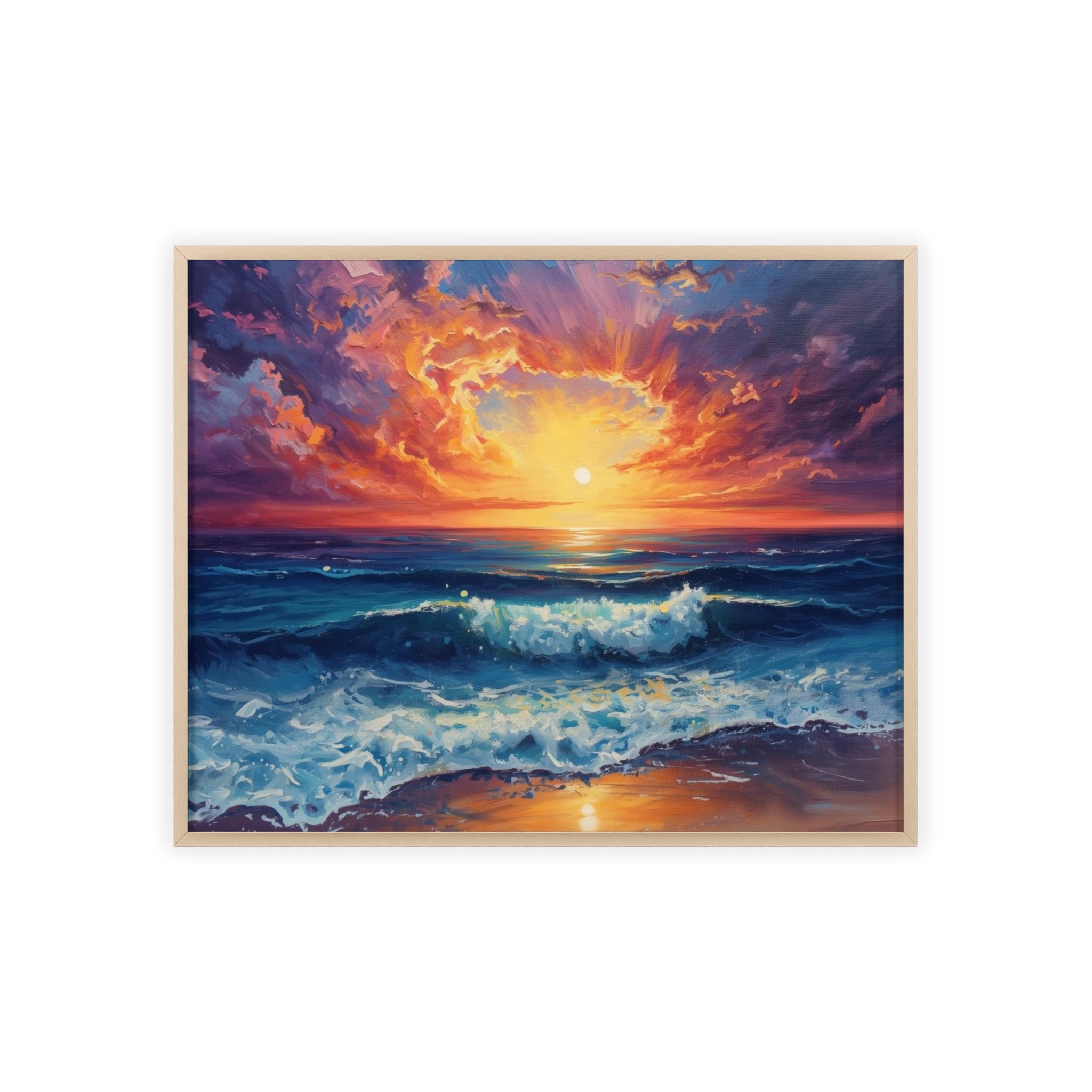 Sunset Ocean Vibrant Seascape Framed Poster