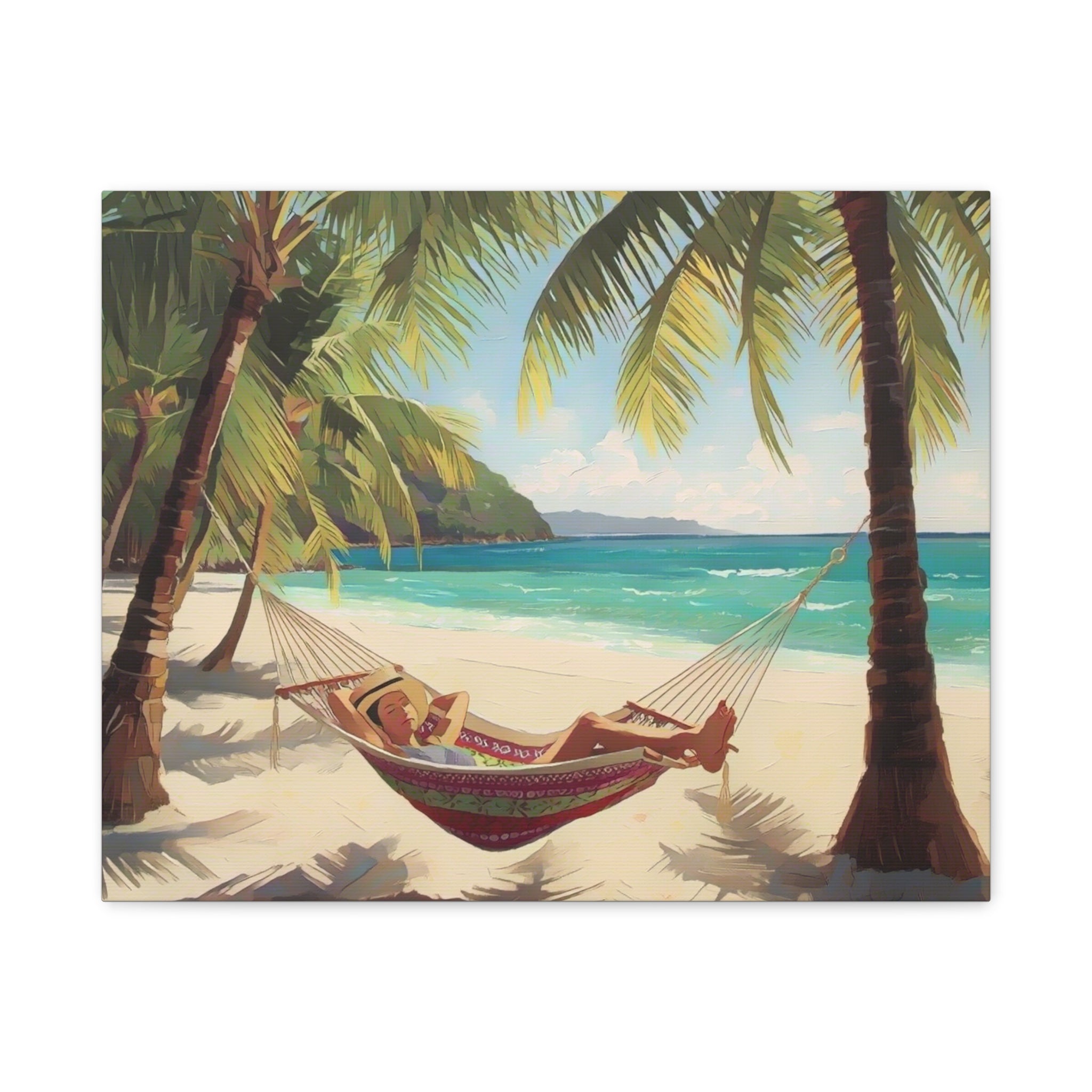 Tropical Beach Hammock Canvas Wall Art
