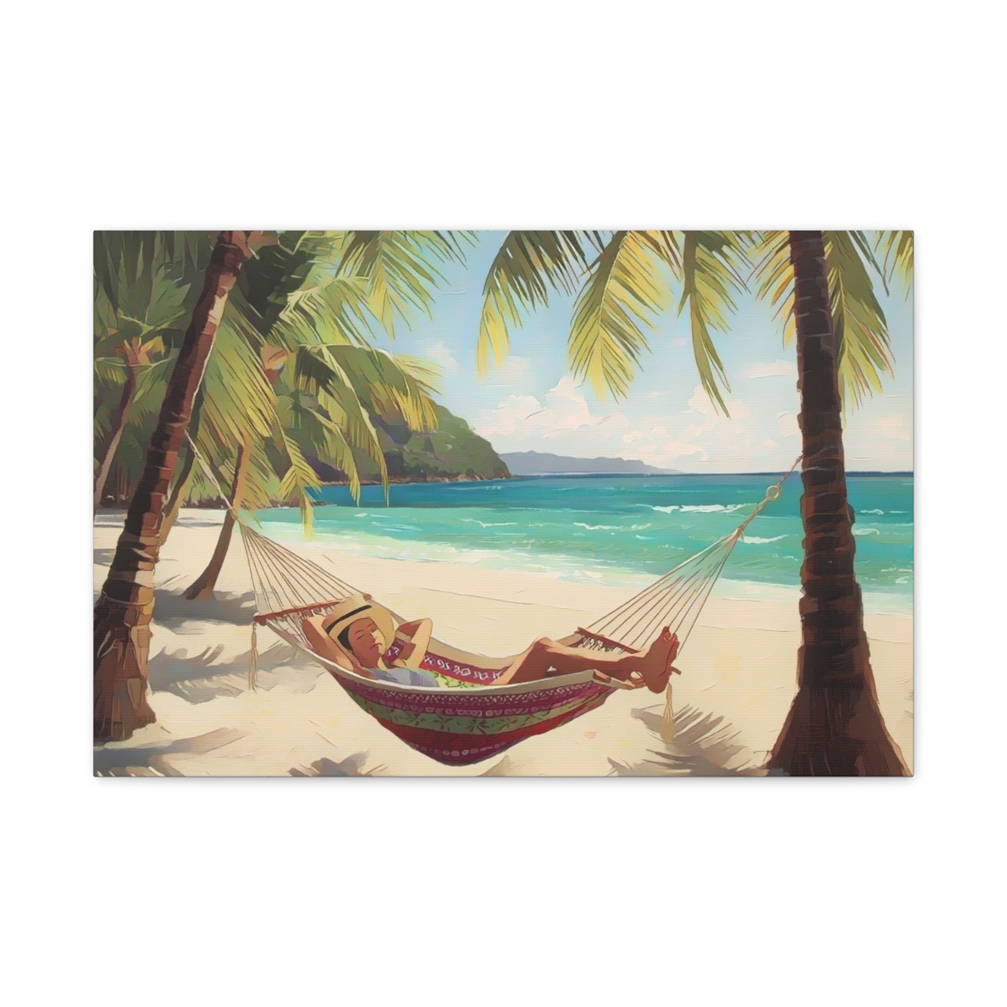 Tropical Beach Hammock Canvas Wall Art