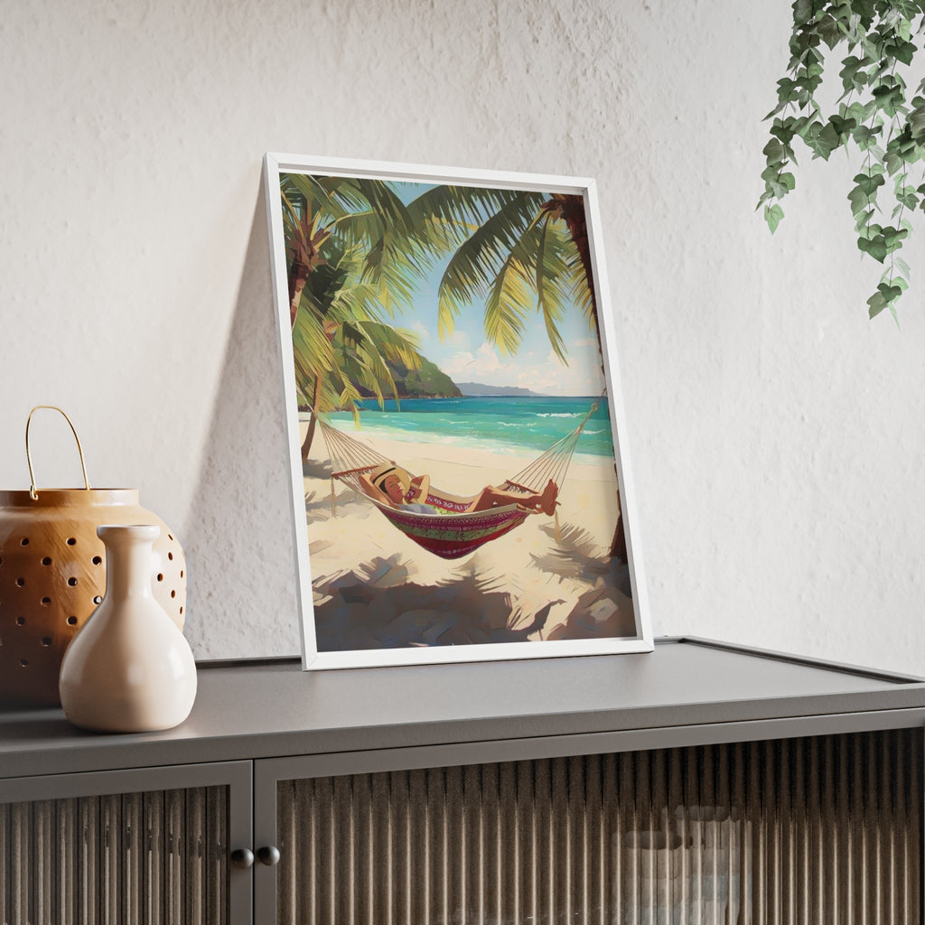 Tropical Beach Hammock Framed Poster