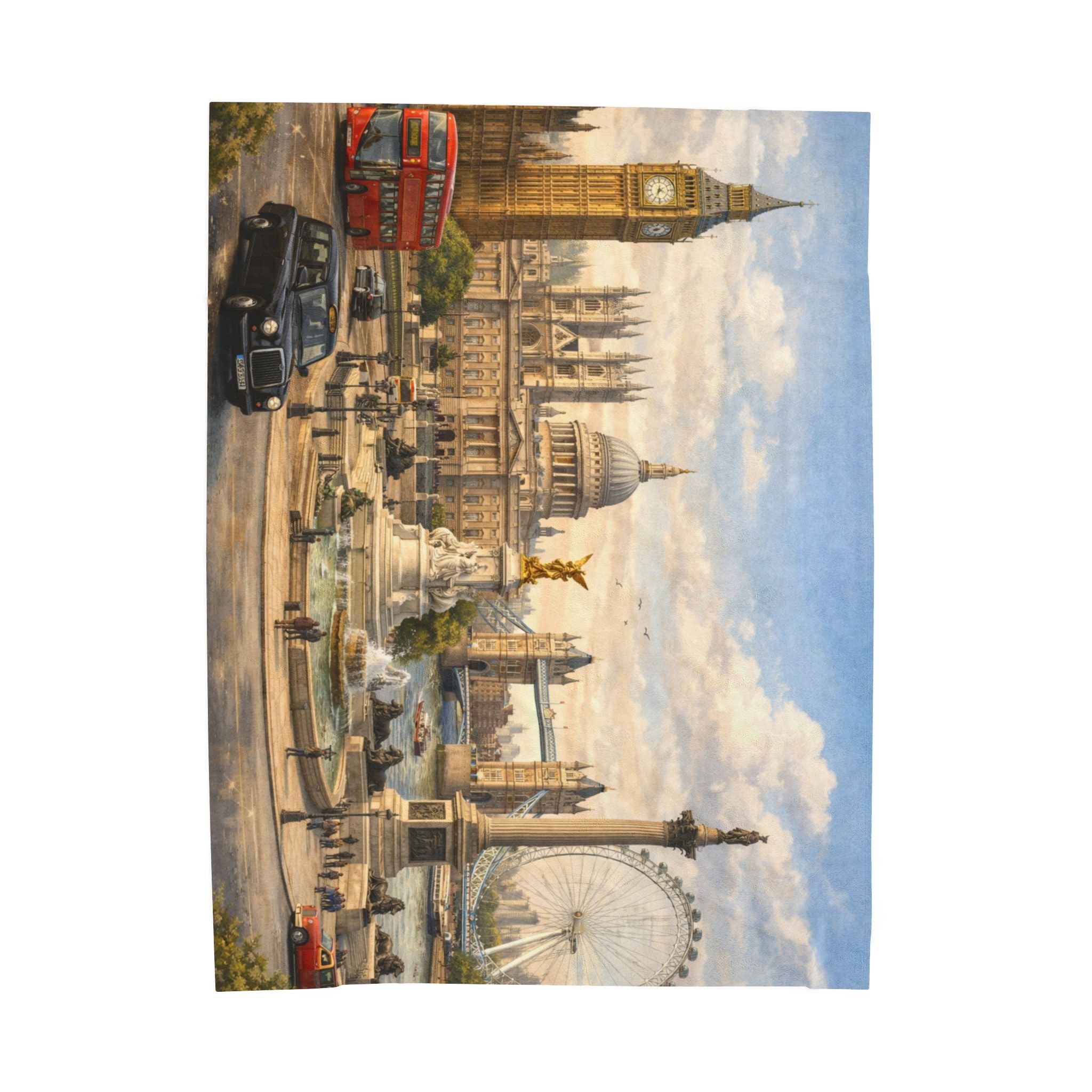 London Cityscape Velveteen Plush Blanket