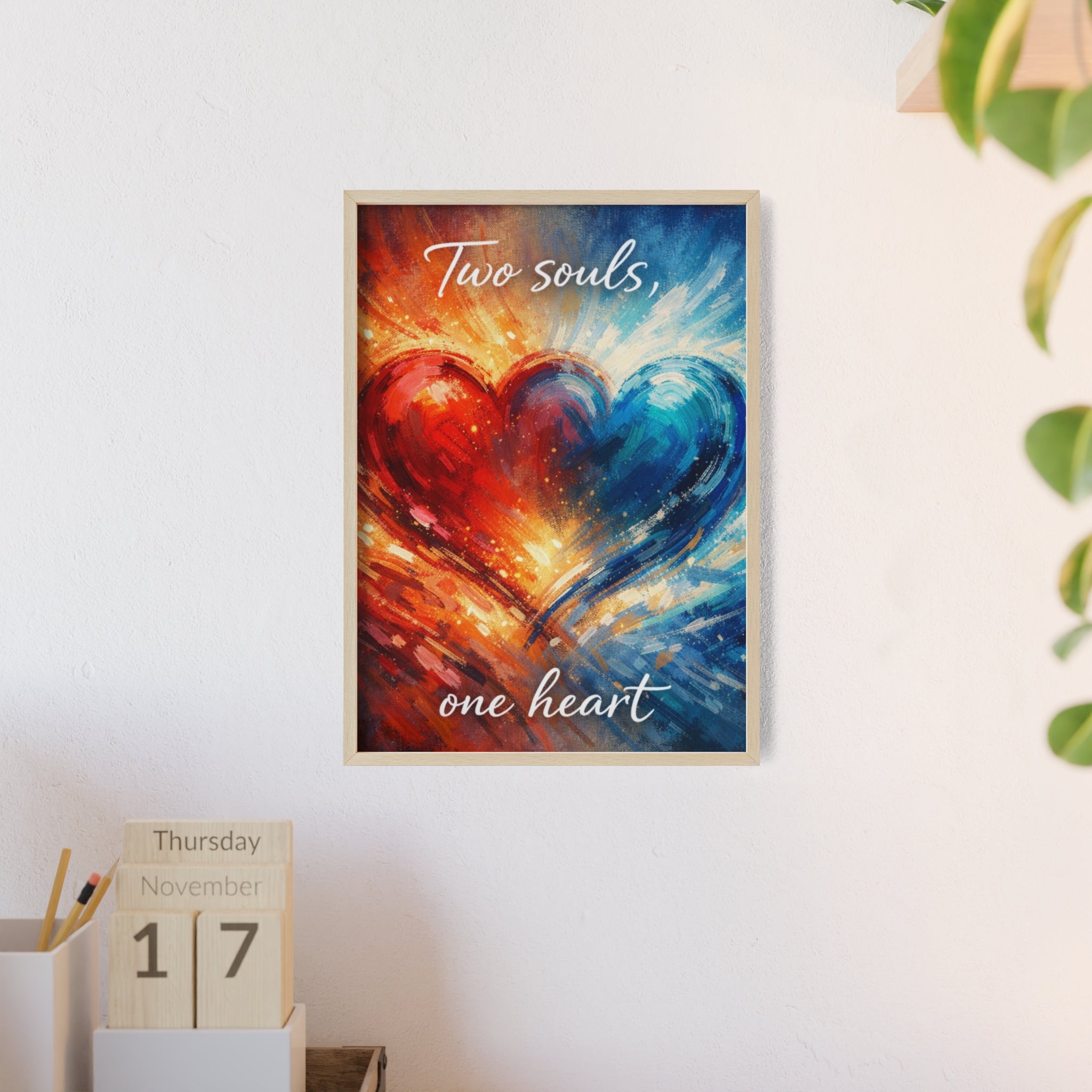 Two Souls One Heart Framed Poster — Romantic Heart Wall Art