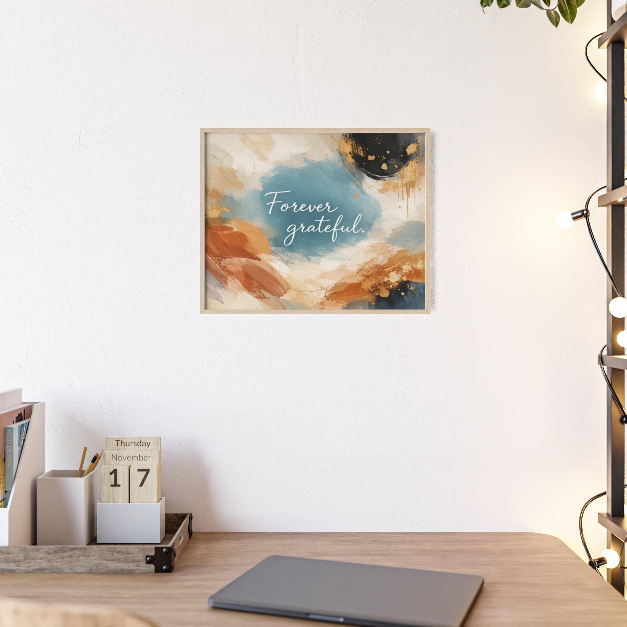 Forever Grateful Framed Poster Abstract Watercolor Wall Art